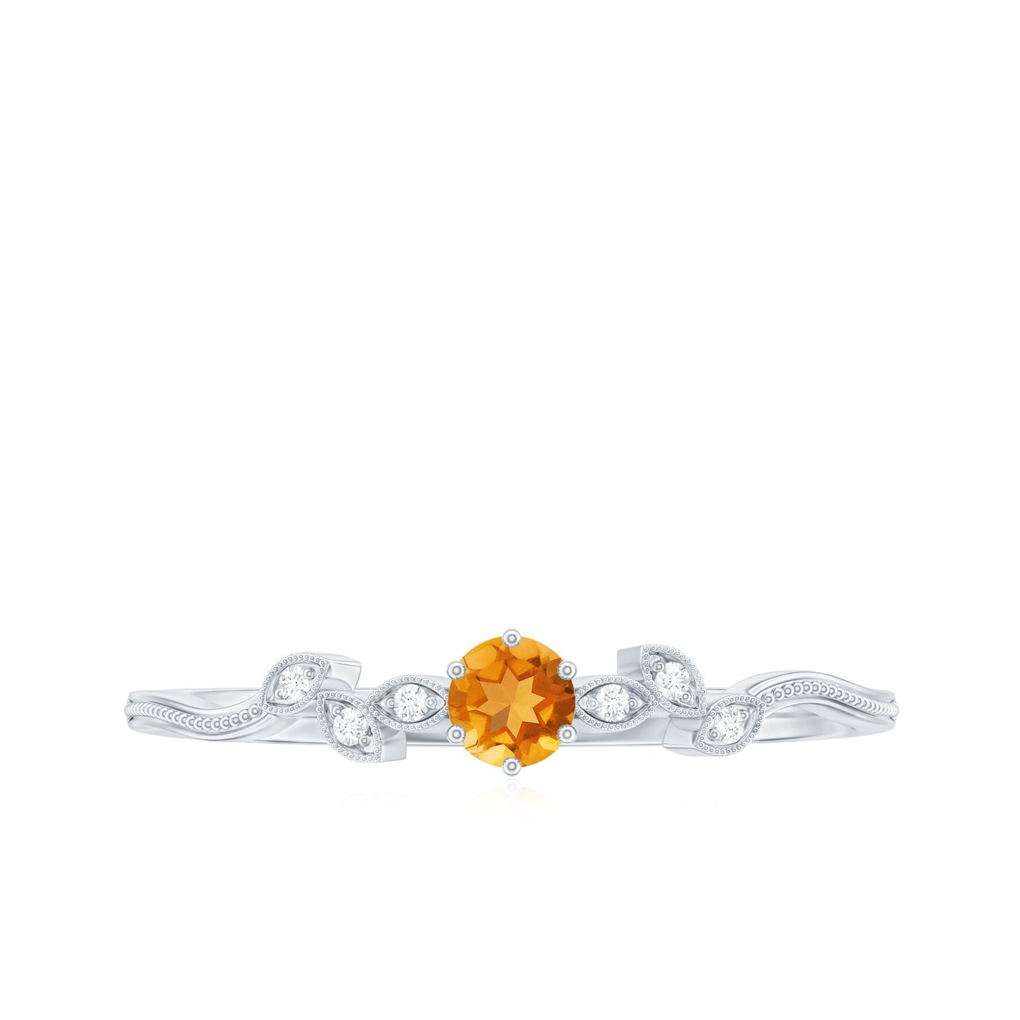 Nature Inspired Citrine Promise Ring with Diamond