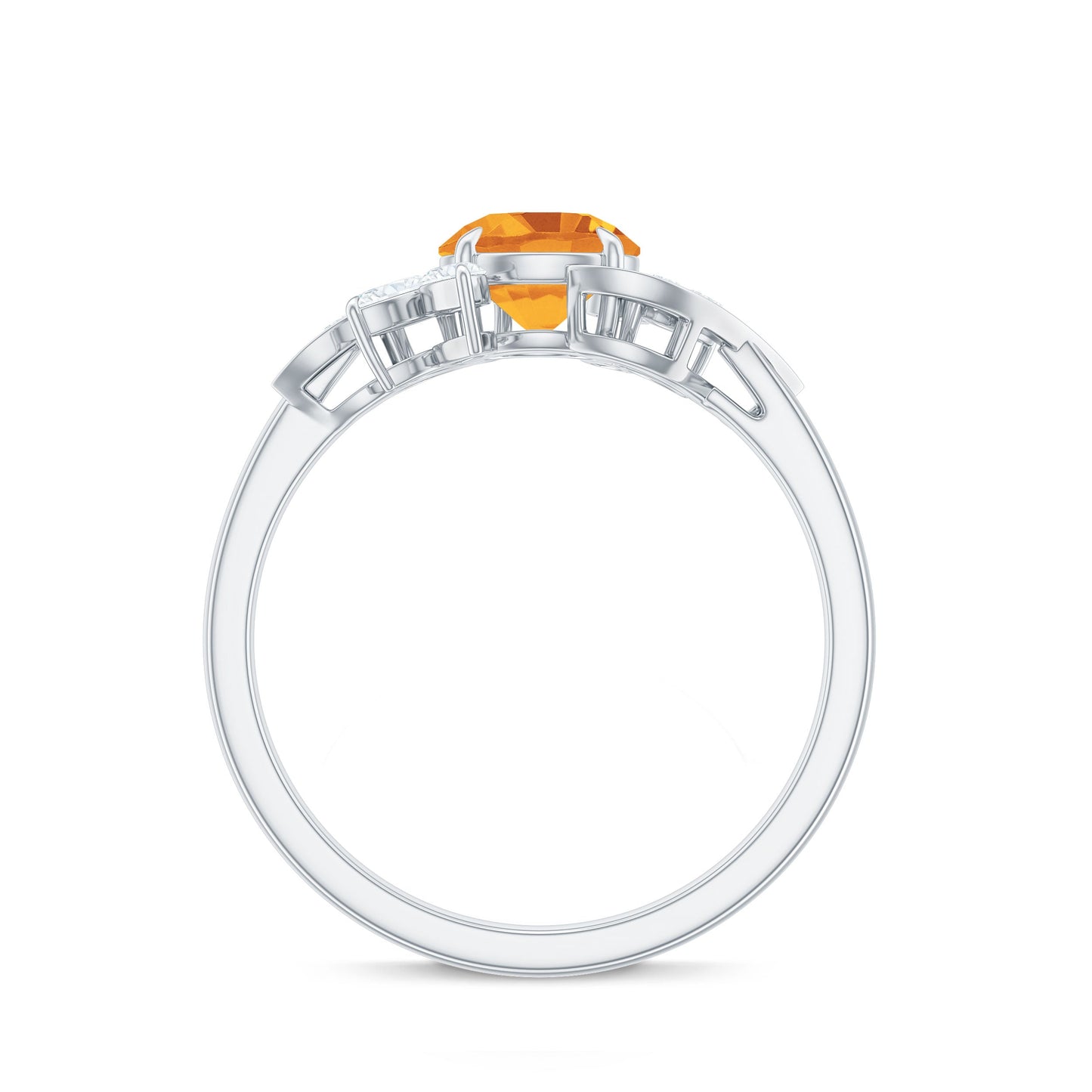 Certified Real 7mm Citrine Engagement Ring with Moissanite