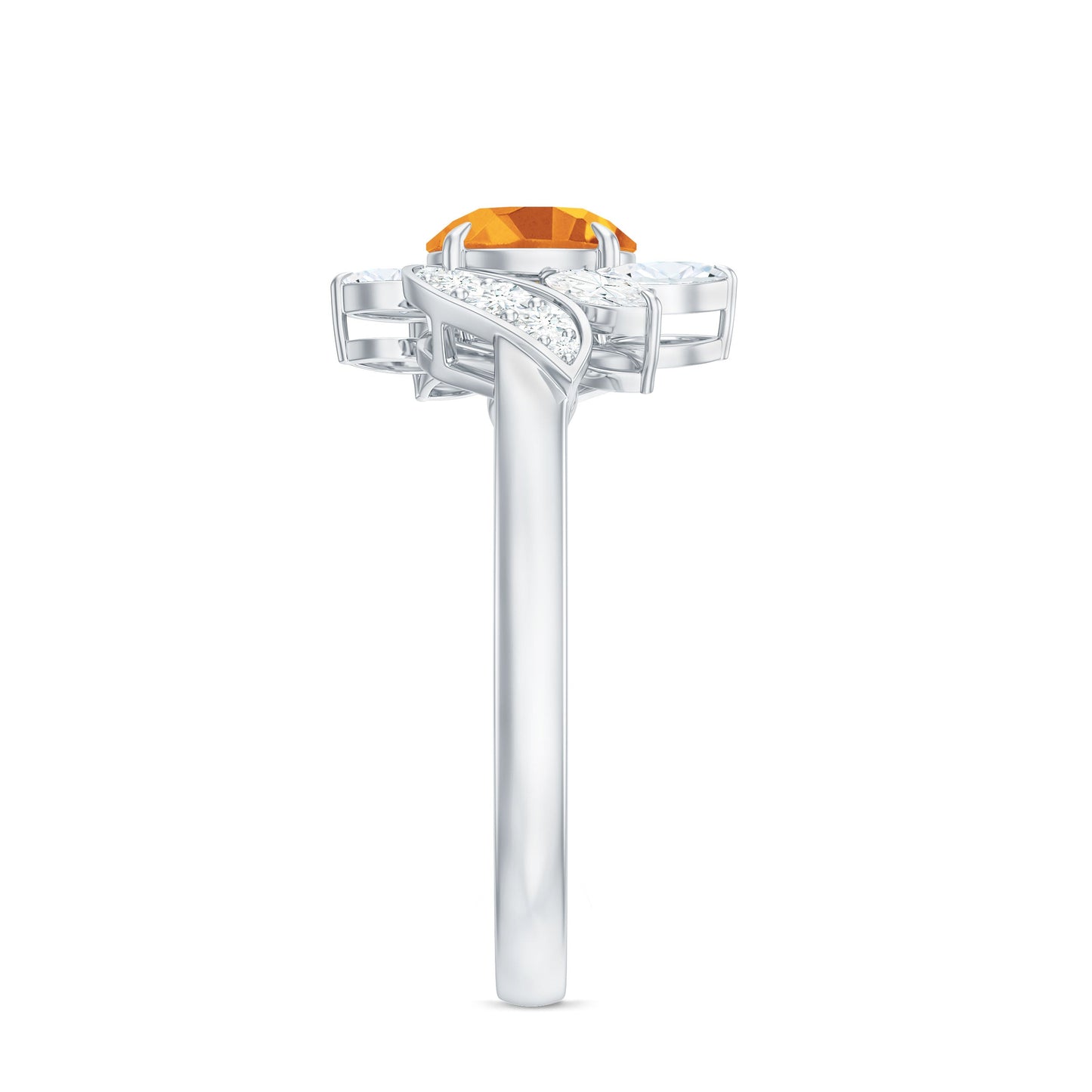 Certified Real 7mm Citrine Engagement Ring with Moissanite