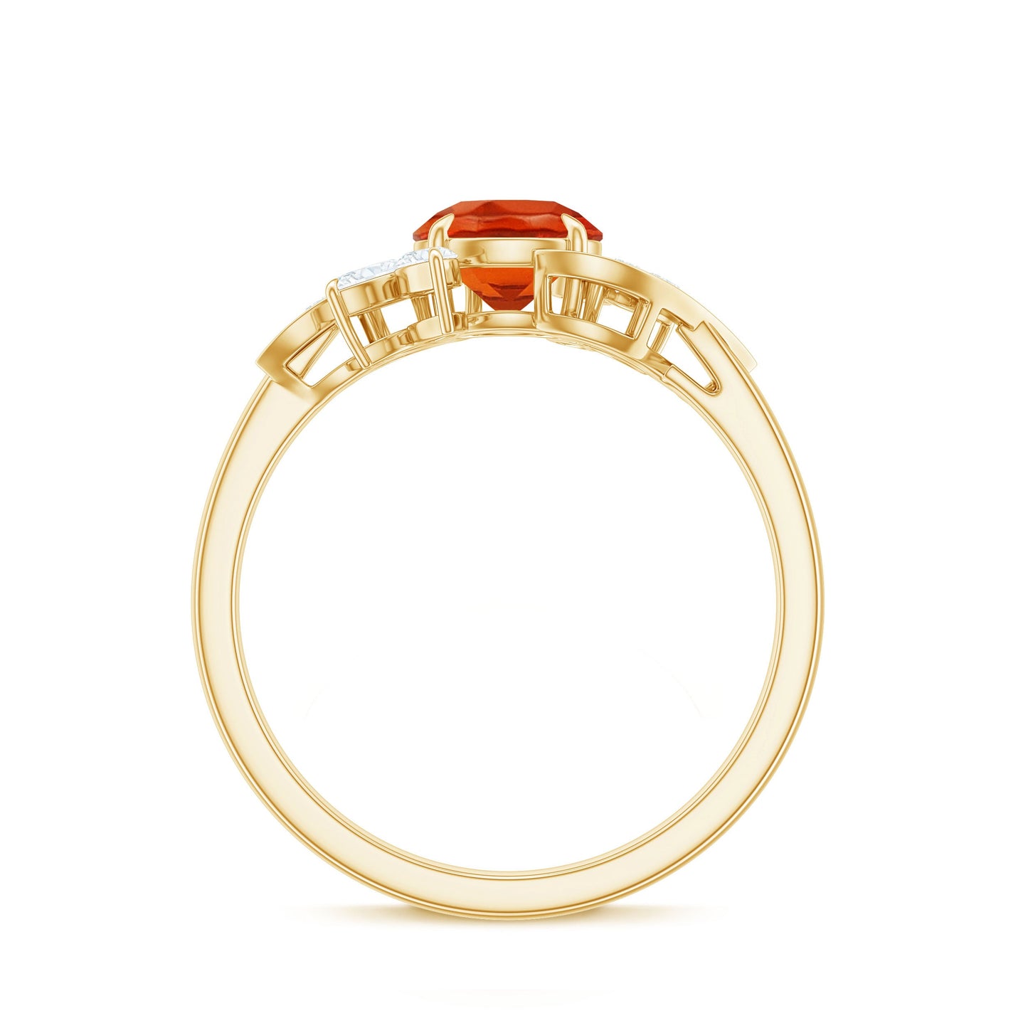 1.25 CT Fire Opal Flower Engagement Ring with Diamond