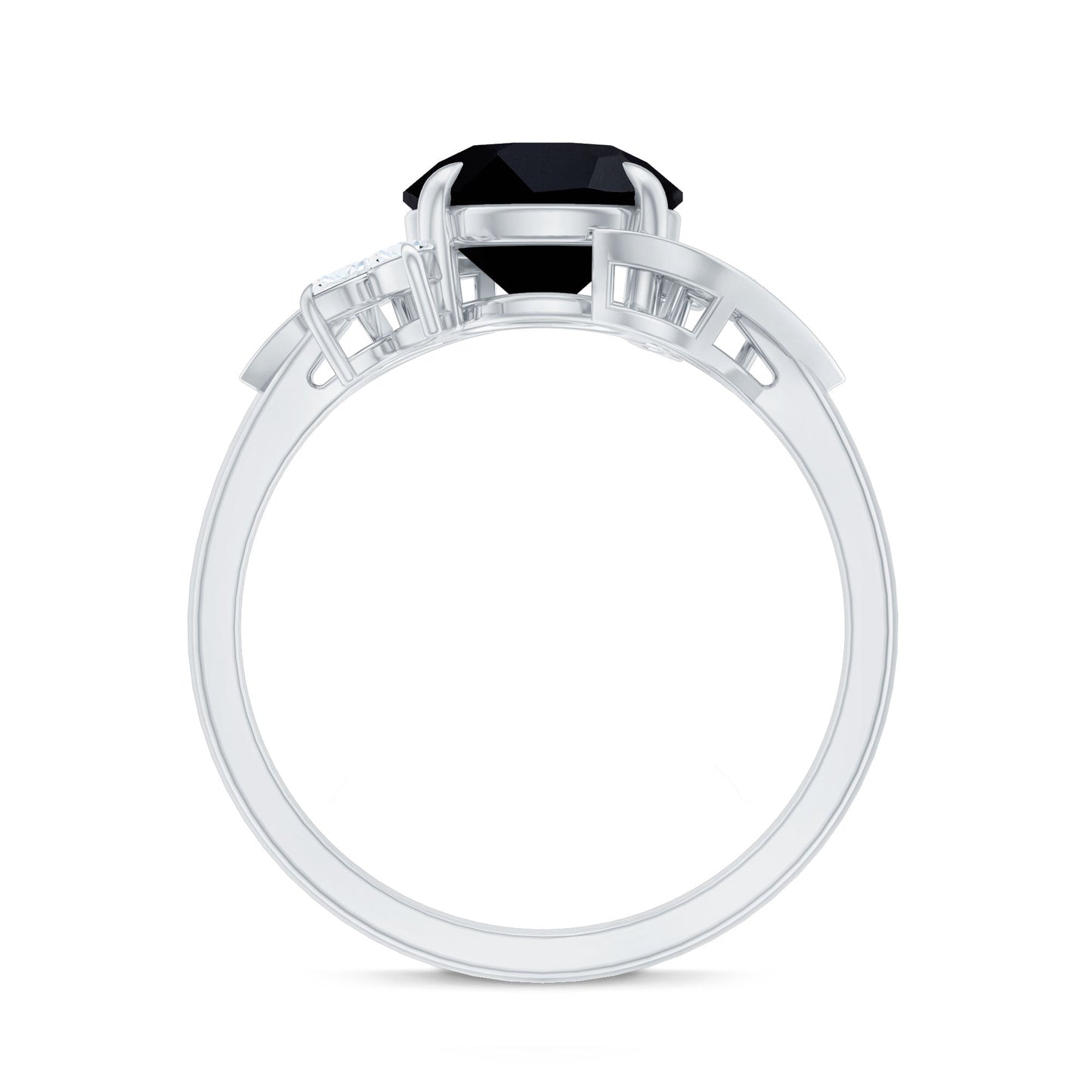 Nature Inspired Black Spinel Engagement Ring with Diamond