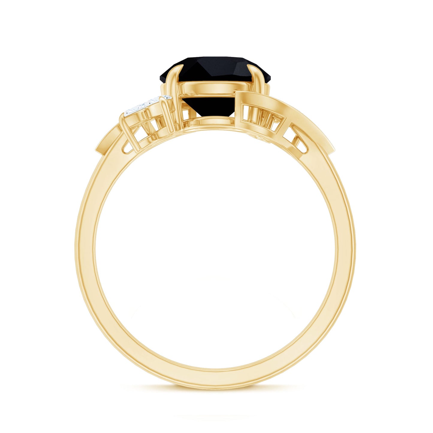 Nature Inspired Black Spinel Engagement Ring with Diamond