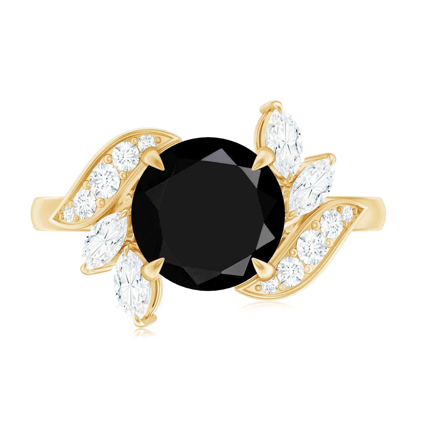 Nature Inspired Black Spinel Engagement Ring with Diamond
