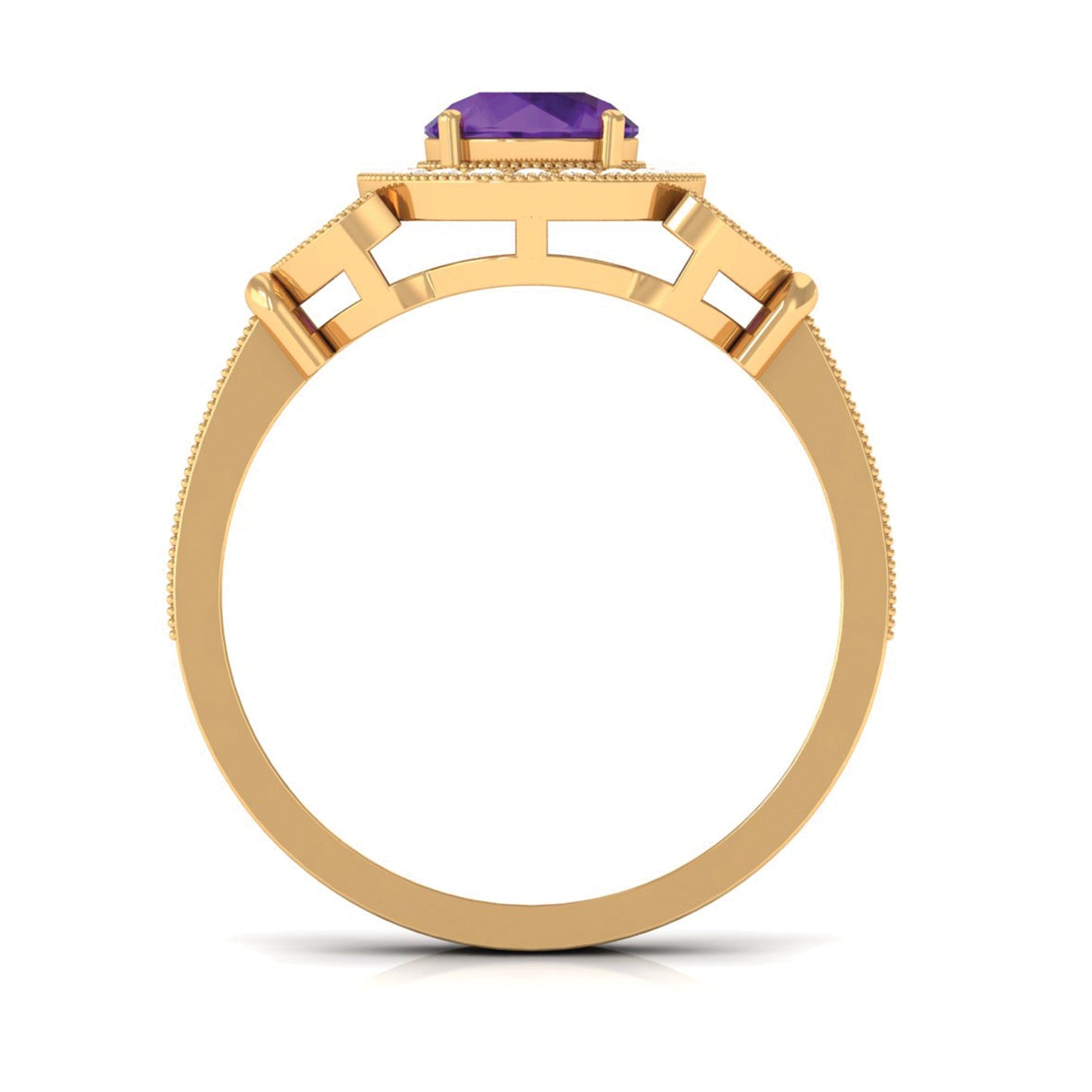 Vintage Inspired Amethyst and Moissanite Engagement Ring