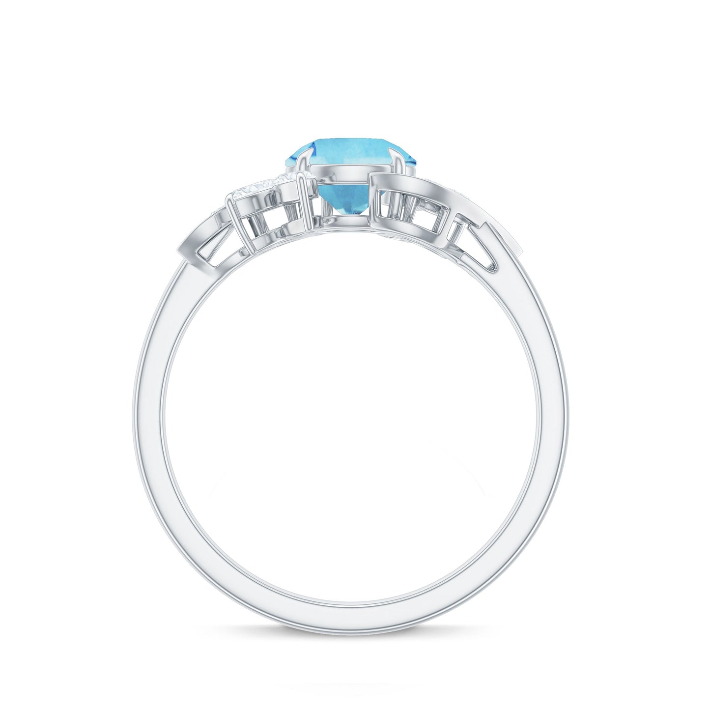 1.25 CT Aquamarine and Diamond Flower Cocktail Ring