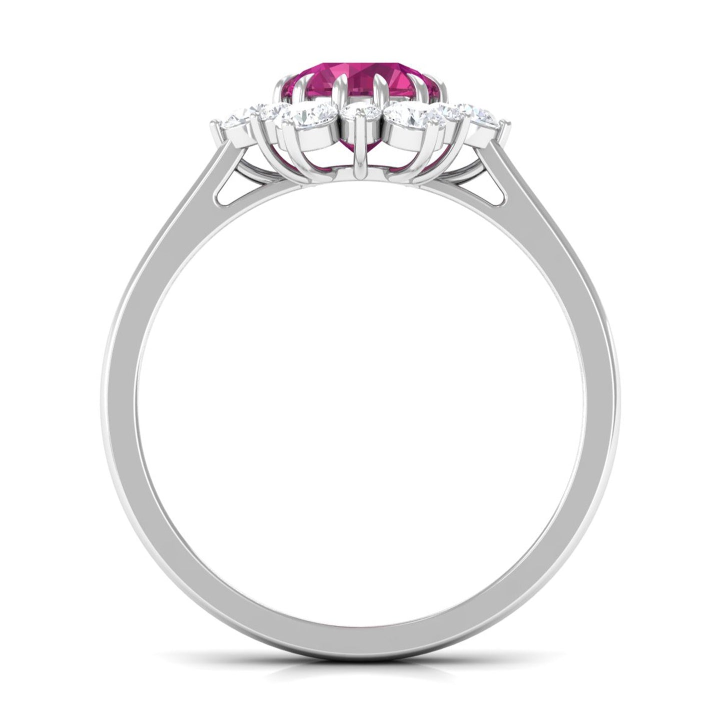 2 CT Pink Tourmaline and Diamond Halo Engagement Ring