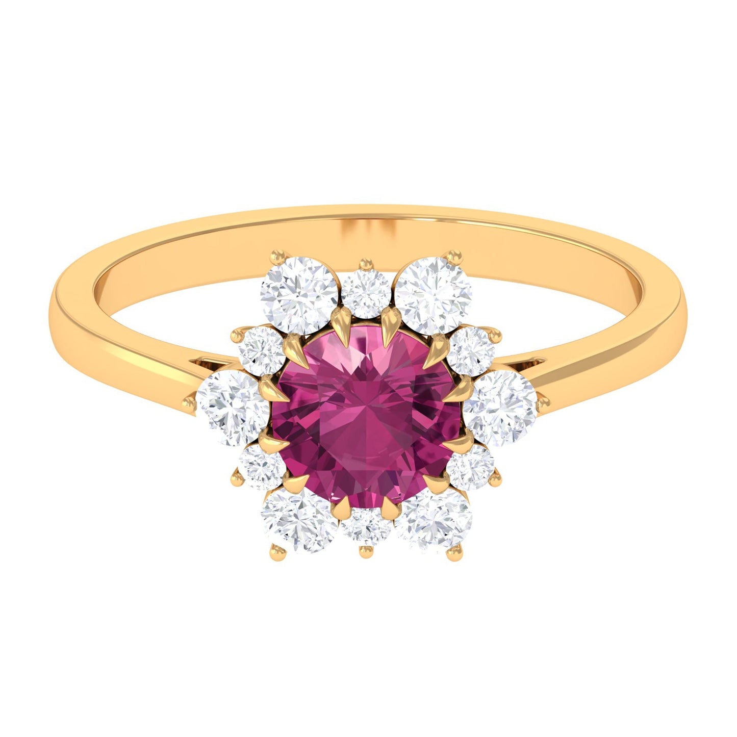2 CT Pink Tourmaline and Diamond Halo Engagement Ring