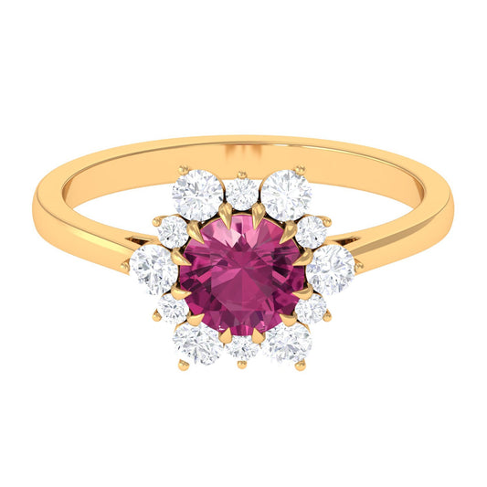 2 CT Pink Tourmaline and Diamond Halo Engagement Ring
