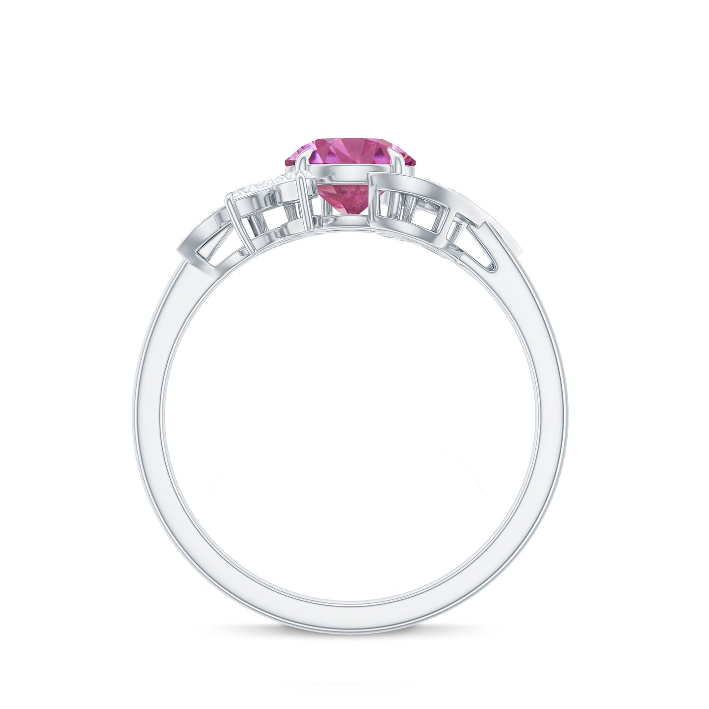 Pink Tourmaline Flower Engagement Ring with Moissanite