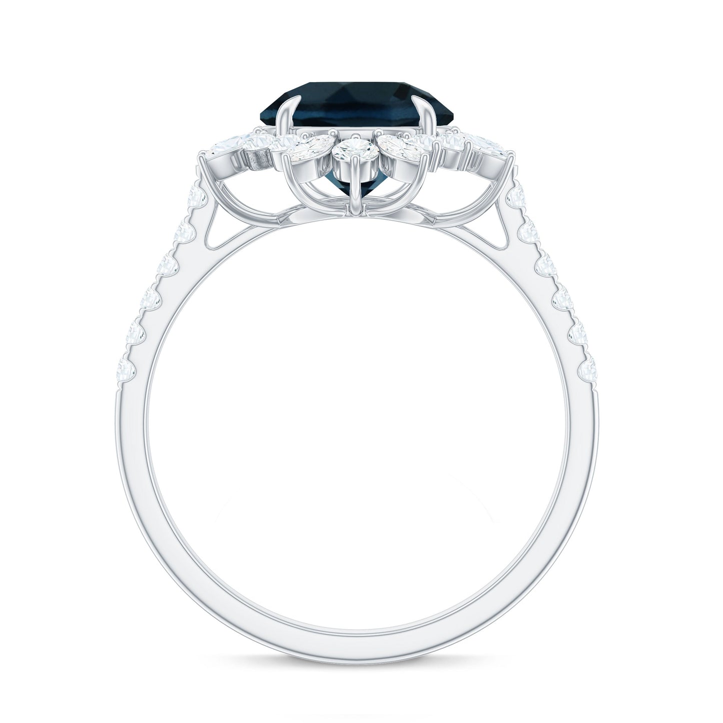 Certified London Blue Topaz and Diamond Statement Engagement Ring