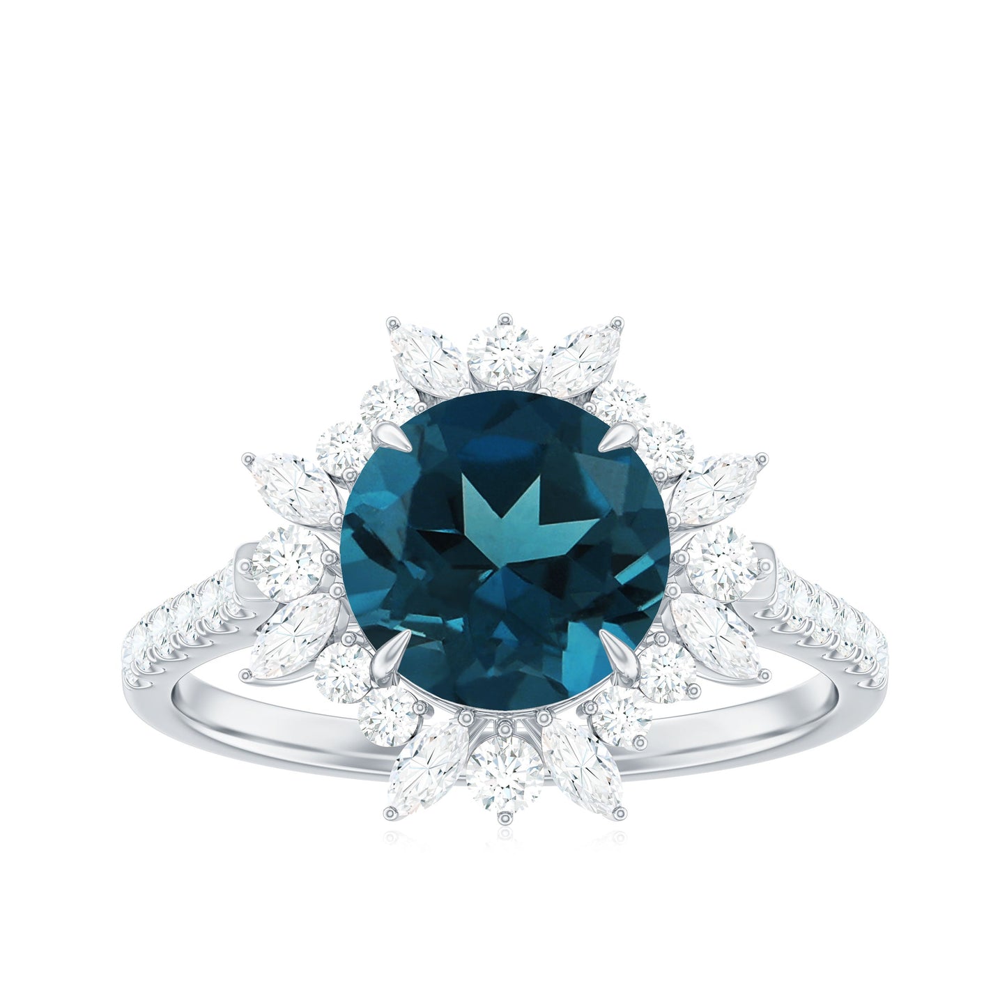 Certified London Blue Topaz and Diamond Statement Engagement Ring
