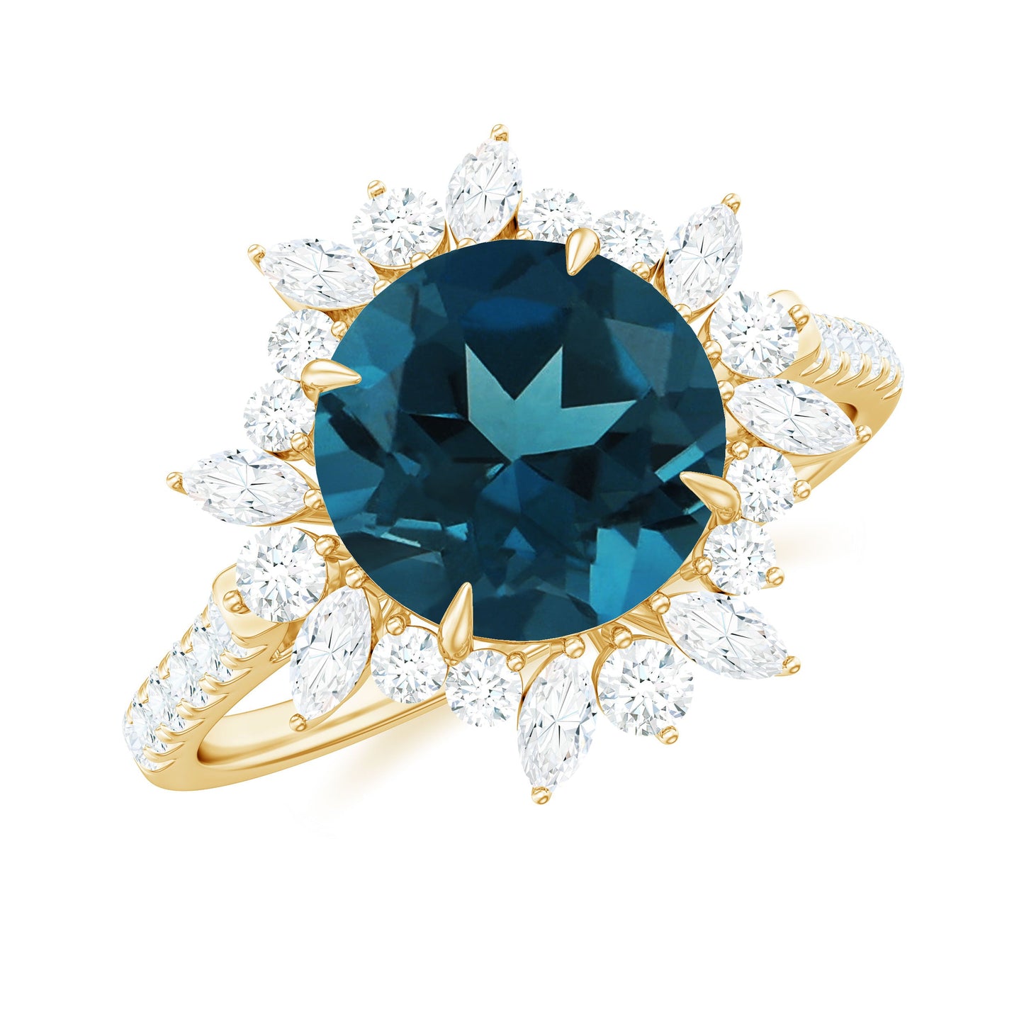 Certified London Blue Topaz and Diamond Statement Engagement Ring