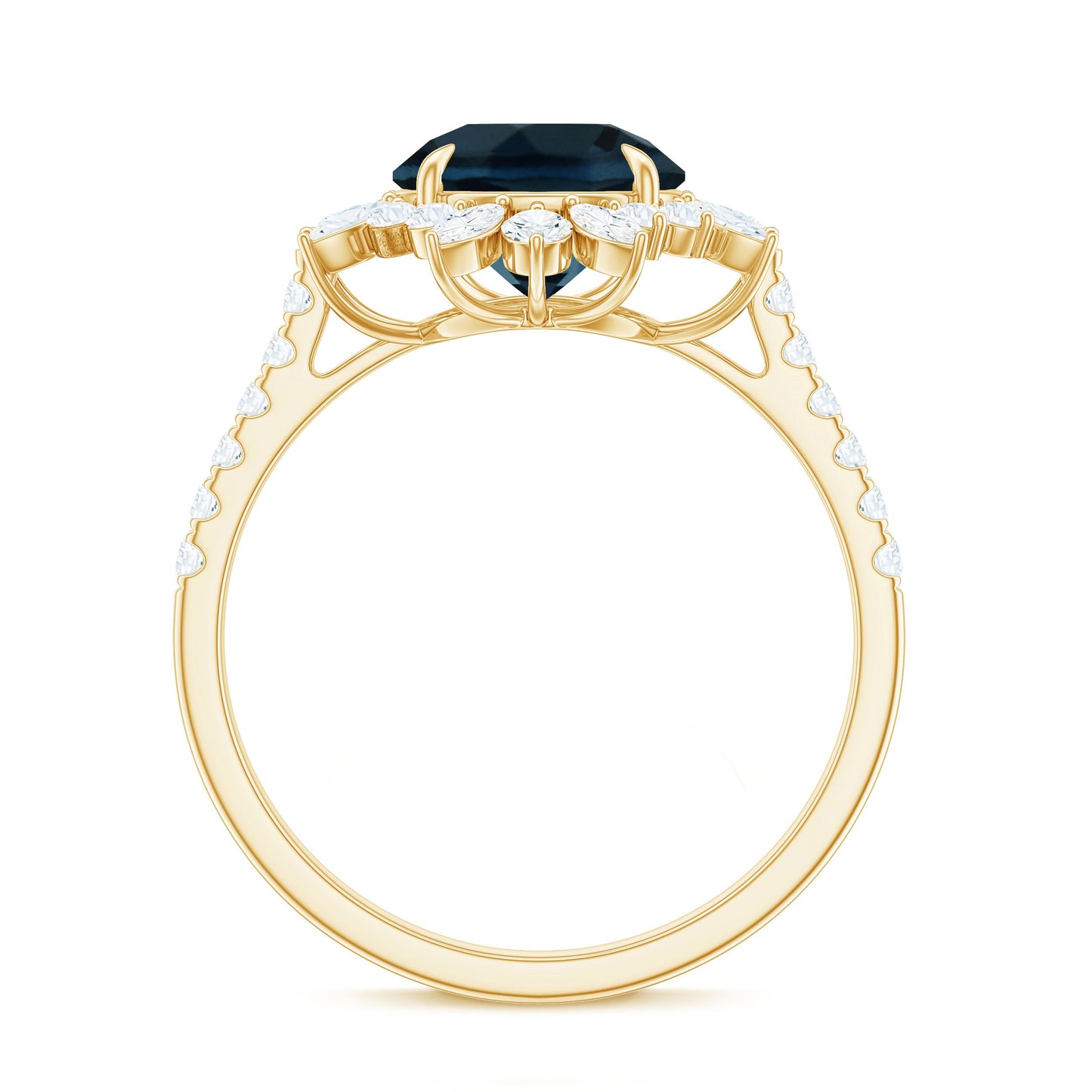 Certified London Blue Topaz and Diamond Statement Engagement Ring