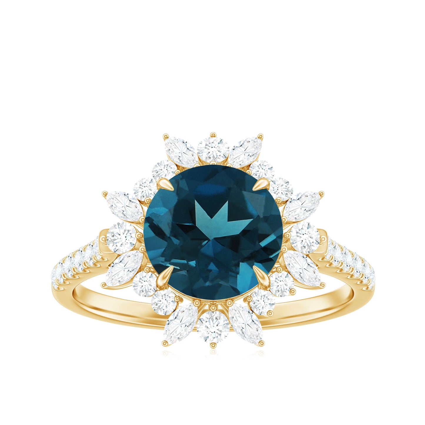 Certified London Blue Topaz and Diamond Statement Engagement Ring