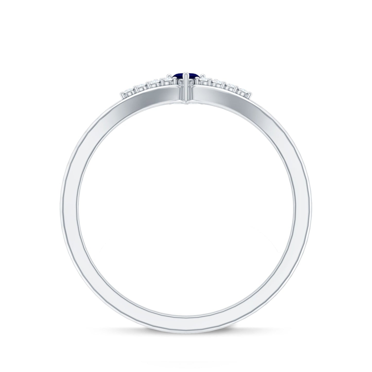 Marquise Cut Blue Sapphire and Diamond V Shape Enhancer Ring