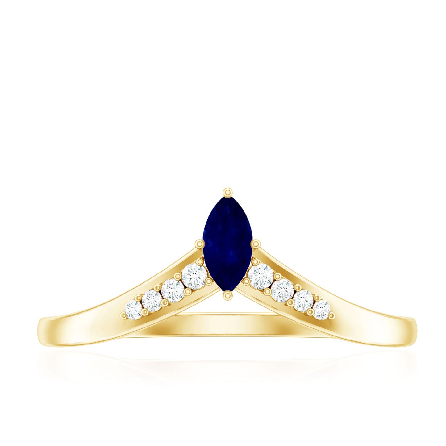 Marquise Cut Blue Sapphire and Diamond V Shape Enhancer Ring
