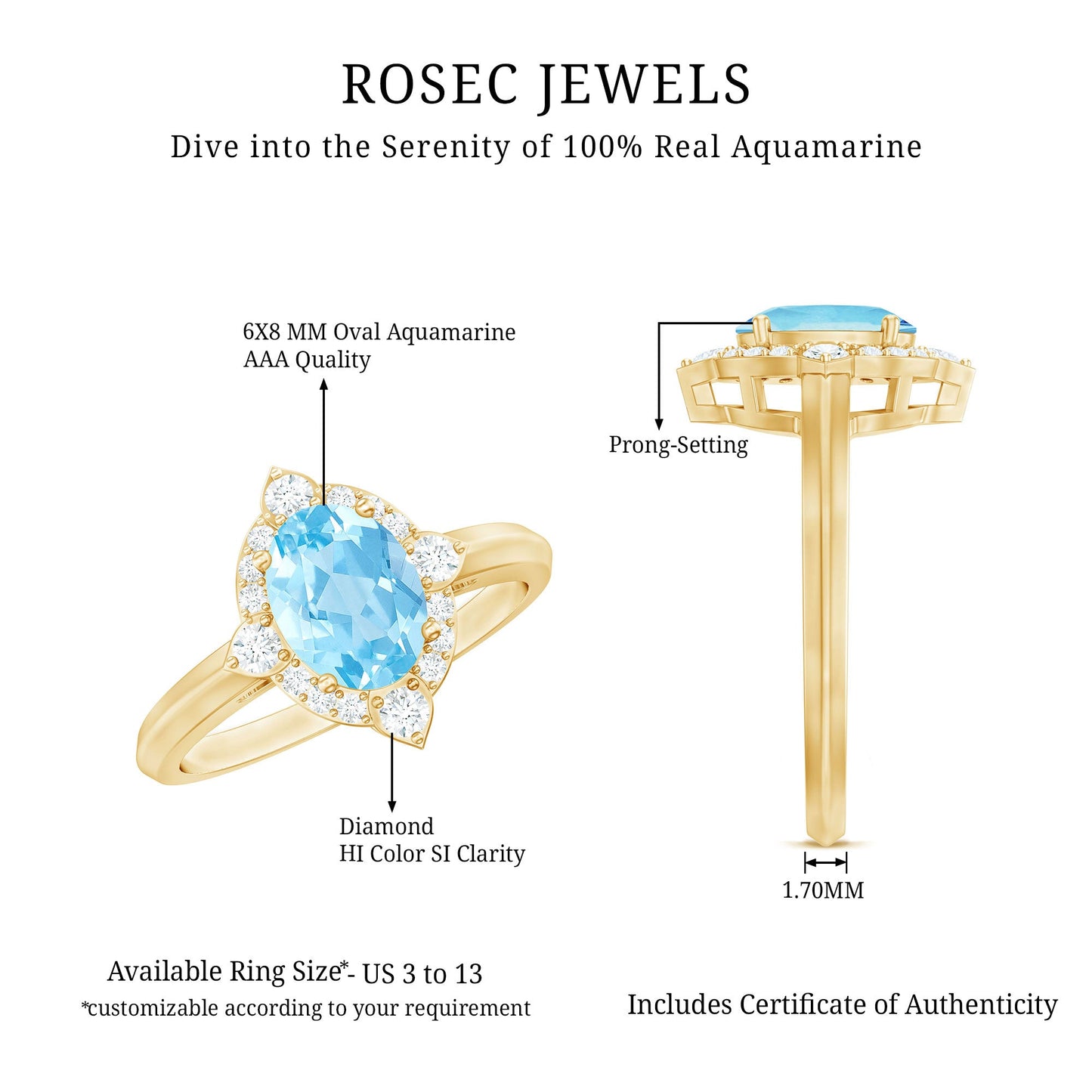 1.50 CT Art Deco Engagement Ring with Oval Shape Aquamarine and Diamond Accent