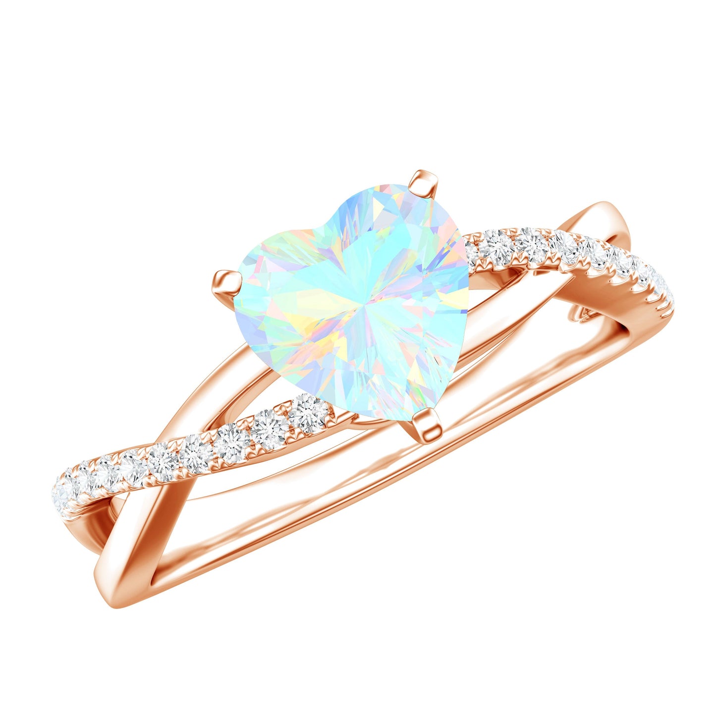 Natural 8mm Ethiopian Opal Heart Shaped Engagement Ring With Certificate