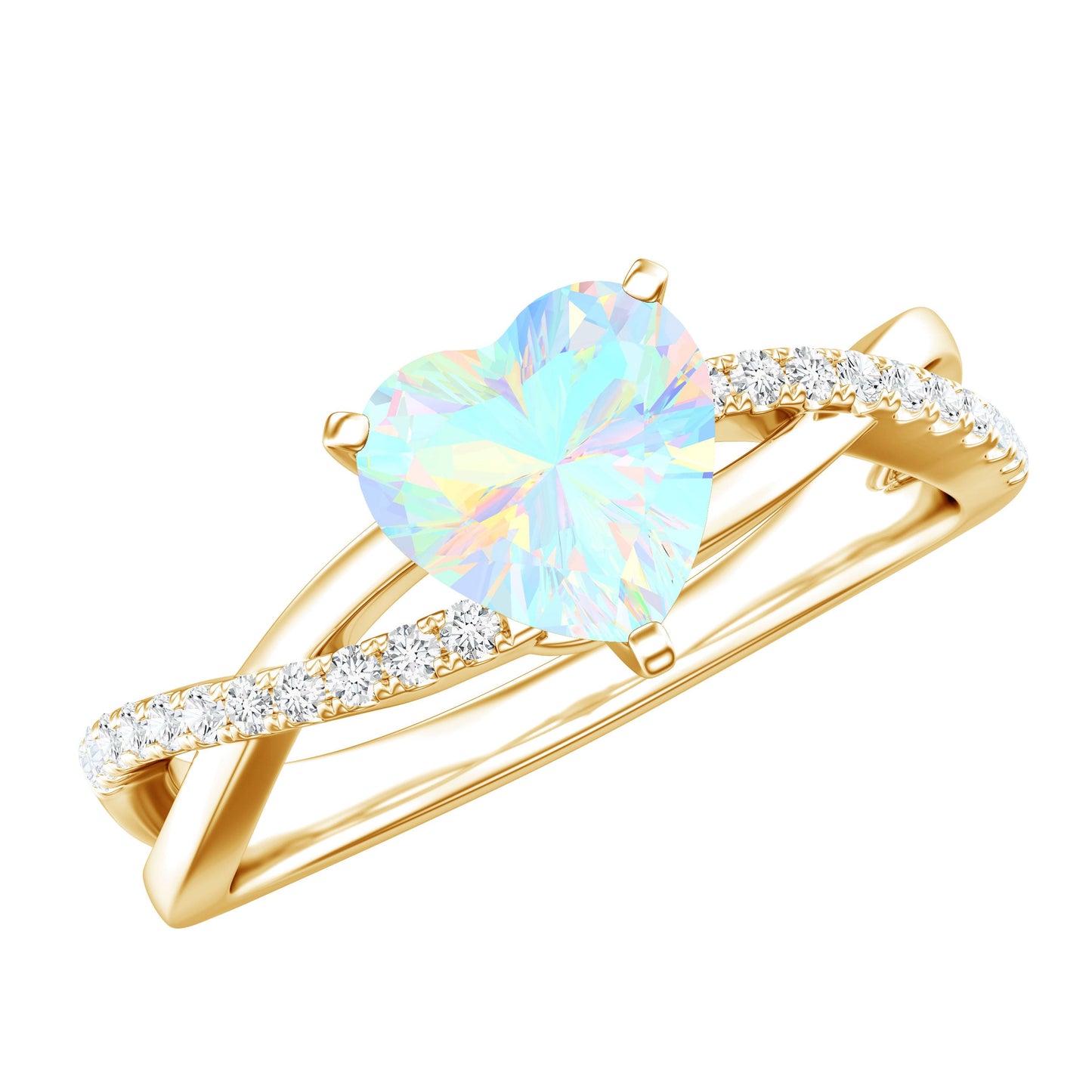 Natural 8mm Ethiopian Opal Heart Shaped Engagement Ring With Certificate