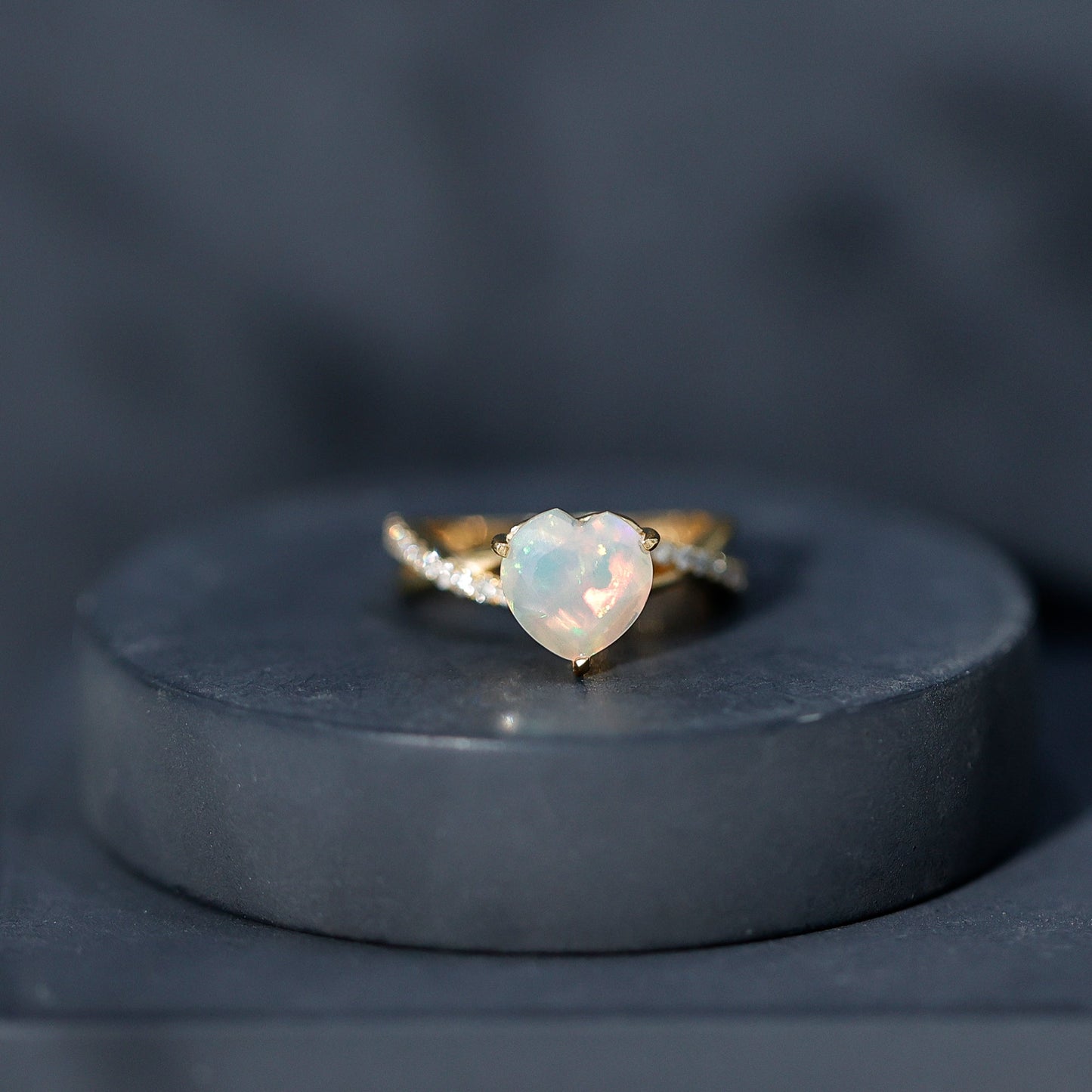 Natural 8mm Ethiopian Opal Heart Shaped Engagement Ring With Certificate