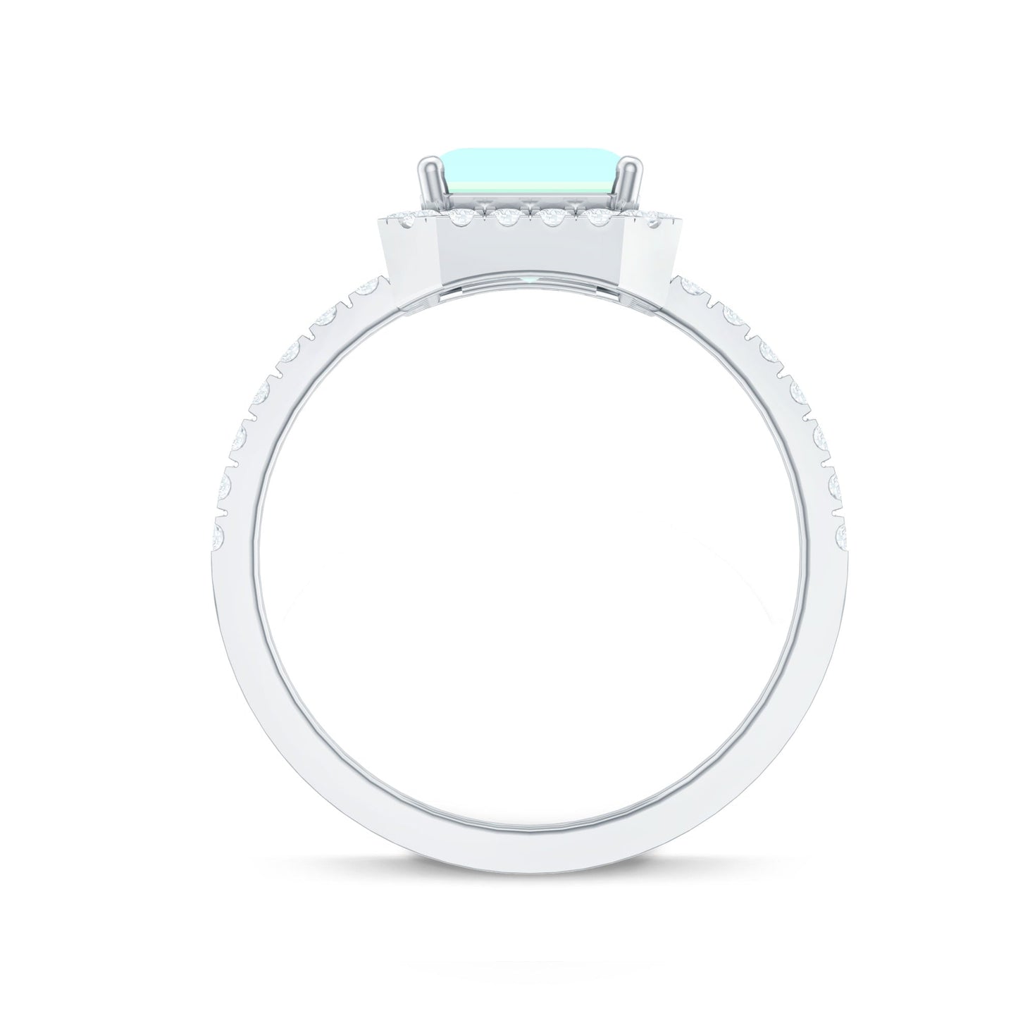 Genuine 6X8mm Ethiopian Opal Emerald Cut Engagement Ring with Diamond Halo