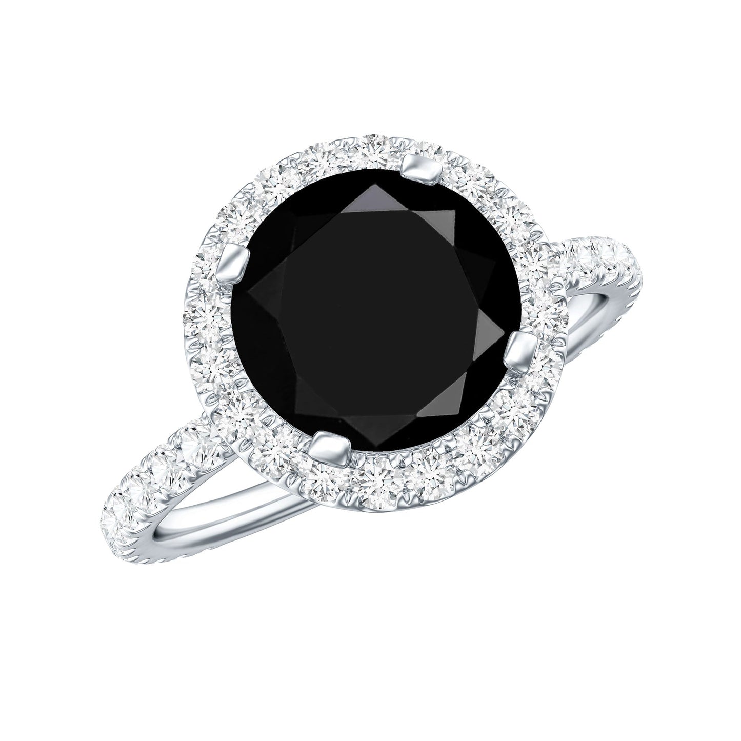 Certified 2 Carat Lab Grown Black and White Diamond Engagement Ring with Halo