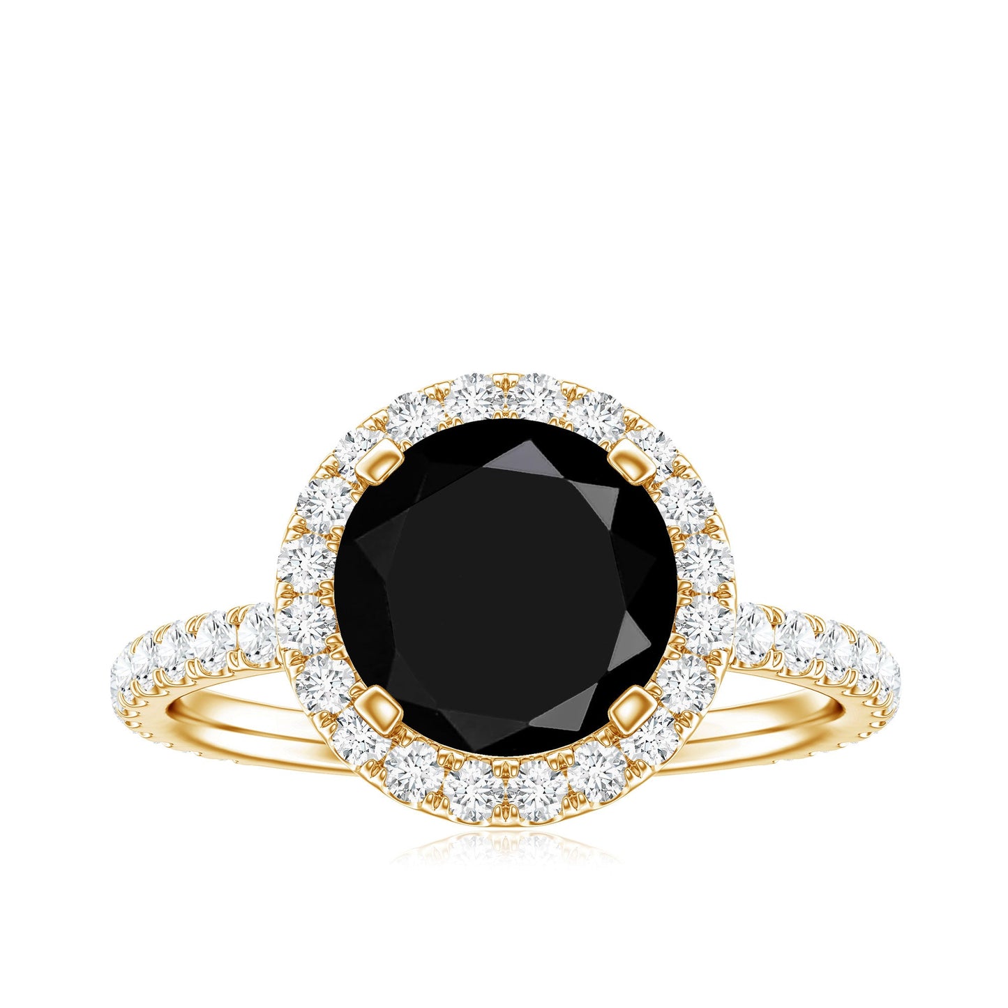 Certified 2 Carat Lab Grown Black and White Diamond Engagement Ring with Halo
