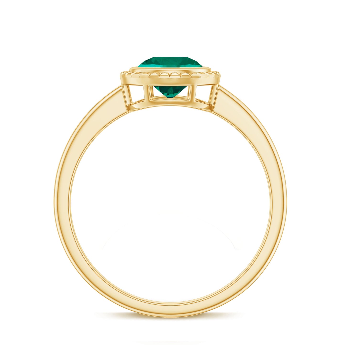 Certified 6 mm Lab Grown Emerald Solitaire Engagement Ring in Bezel Setting