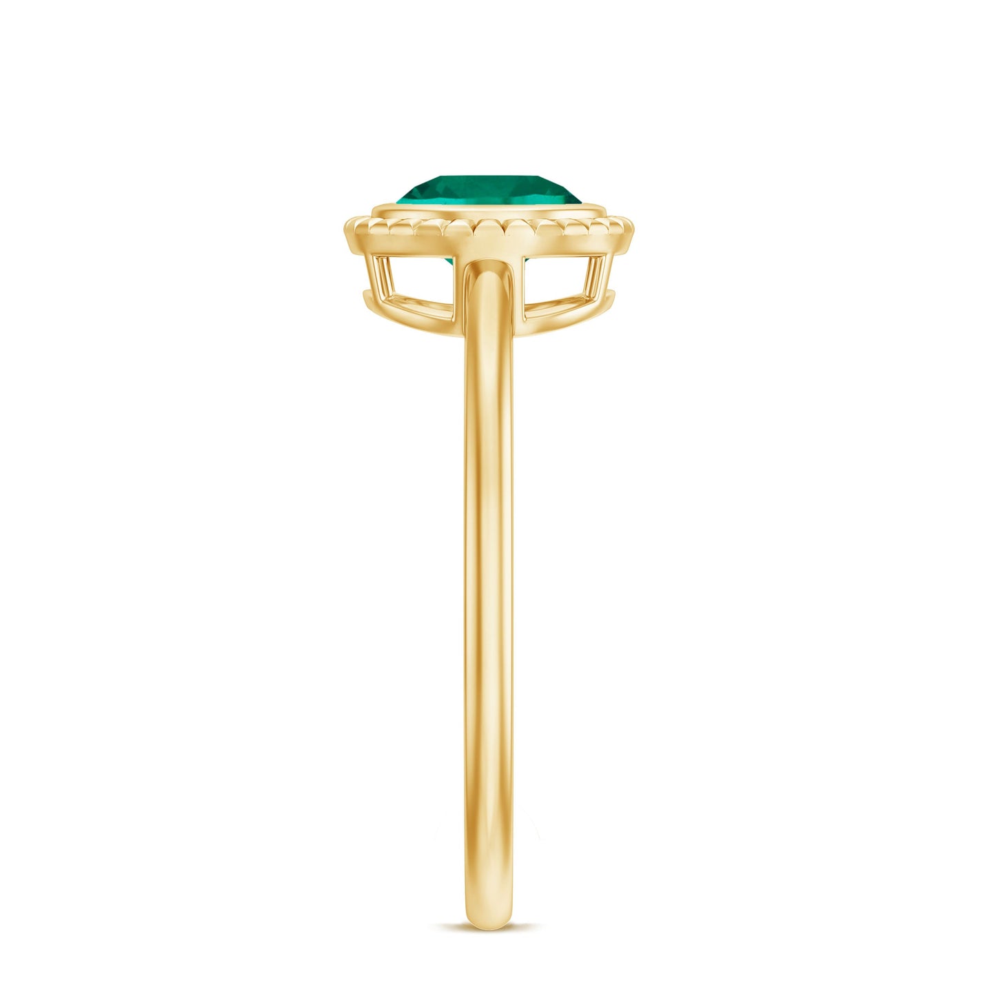 Certified 6 mm Lab Grown Emerald Solitaire Engagement Ring in Bezel Setting
