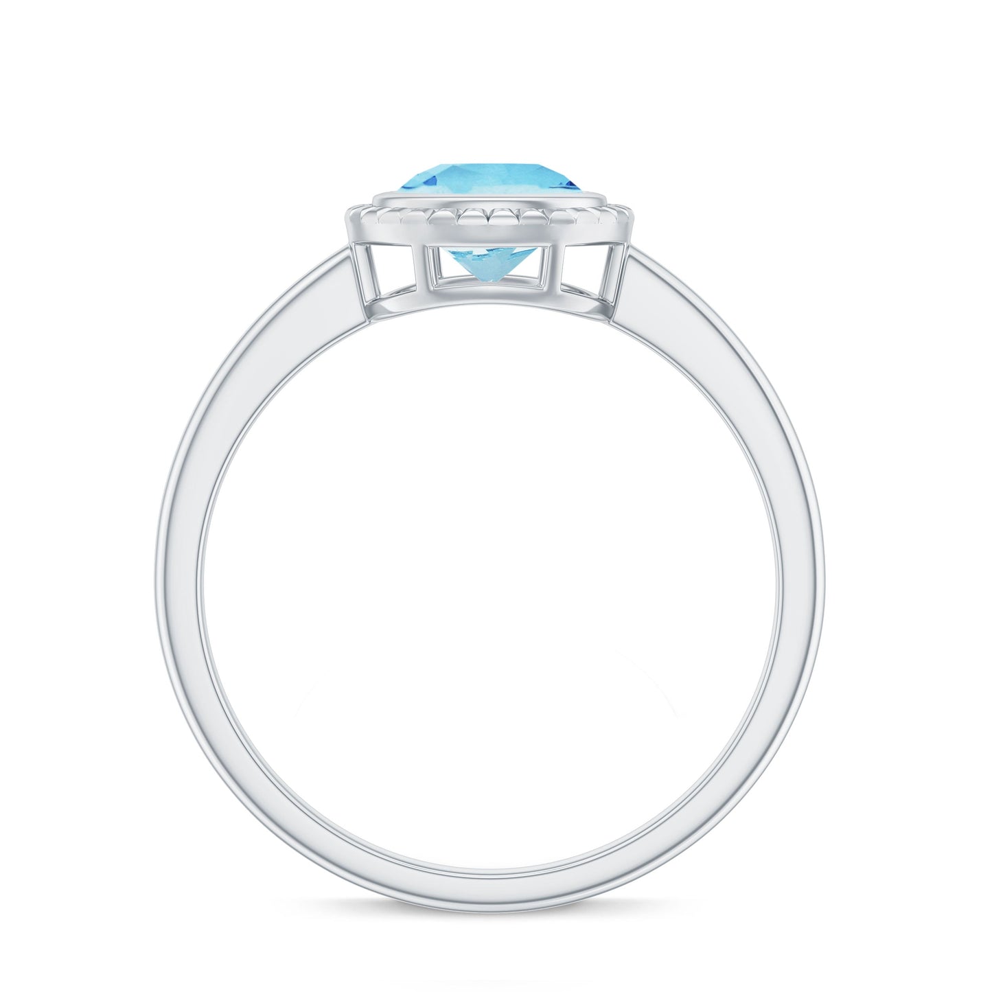 Bezel Set Round Aquamarine Solitaire Promise Ring
