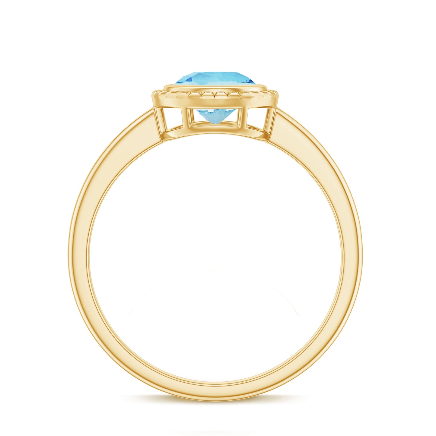 Bezel Set Round Aquamarine Solitaire Promise Ring