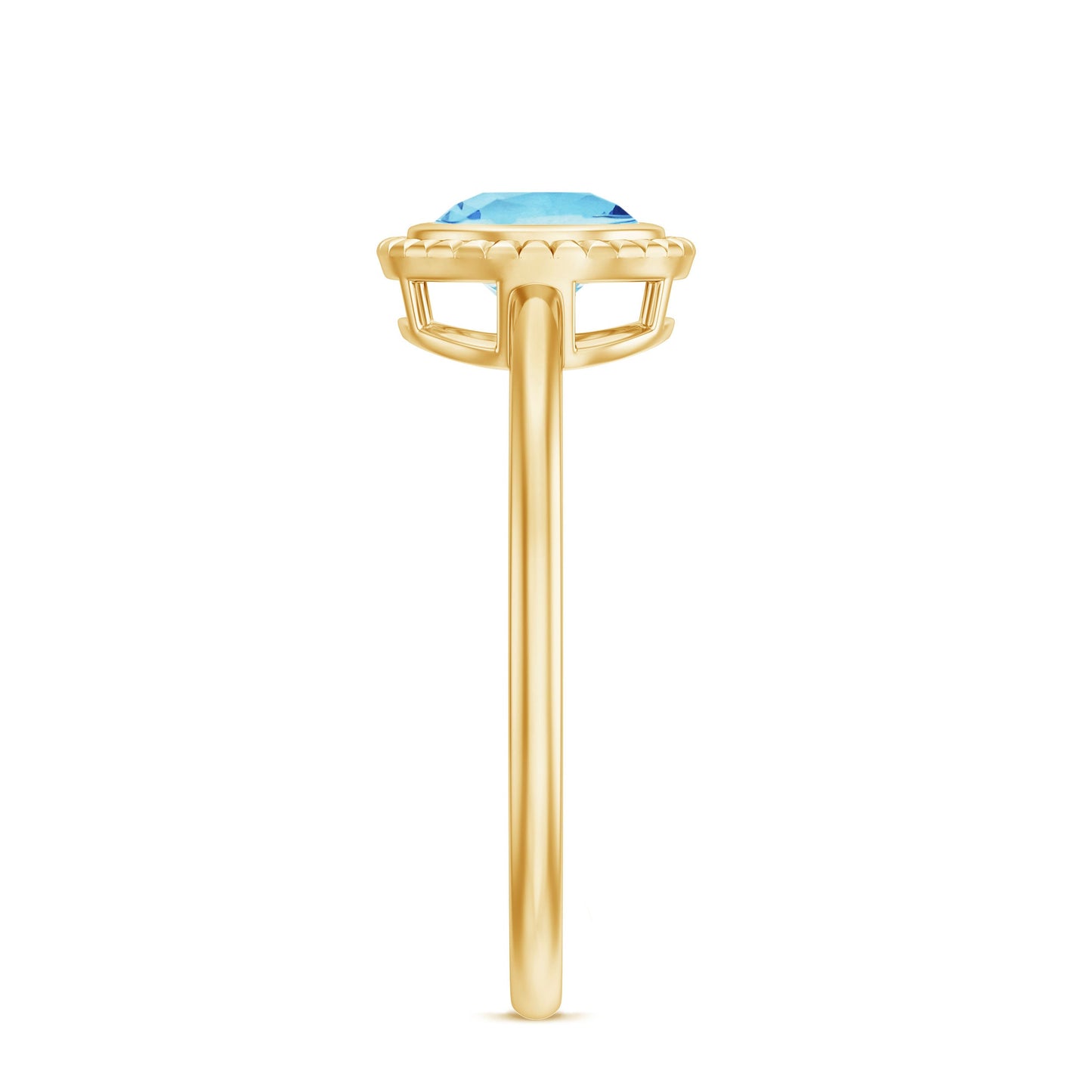 Bezel Set Round Aquamarine Solitaire Promise Ring