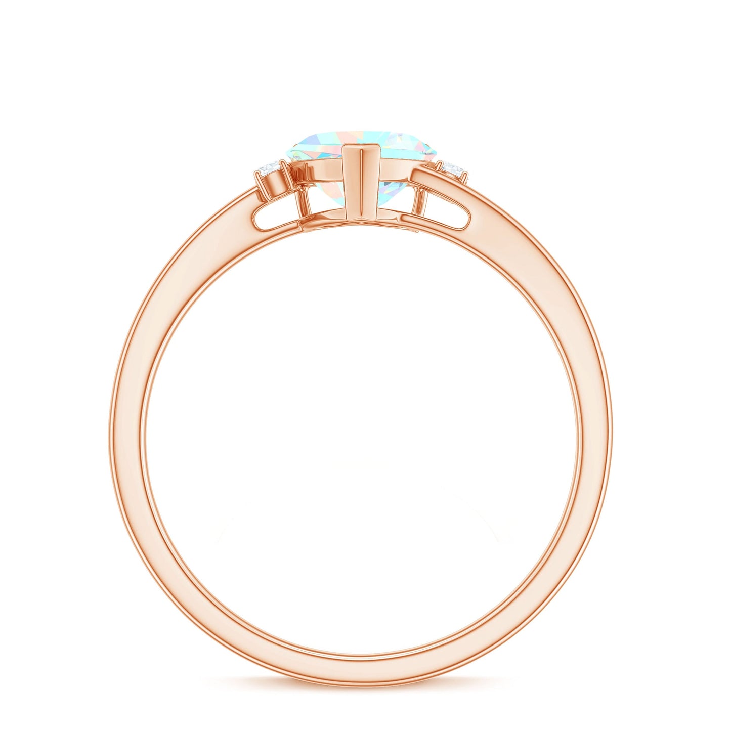 Genuine 6mm Ethiopian Opal Diamond Heart Shaped Promise Ring with Bypass Shank