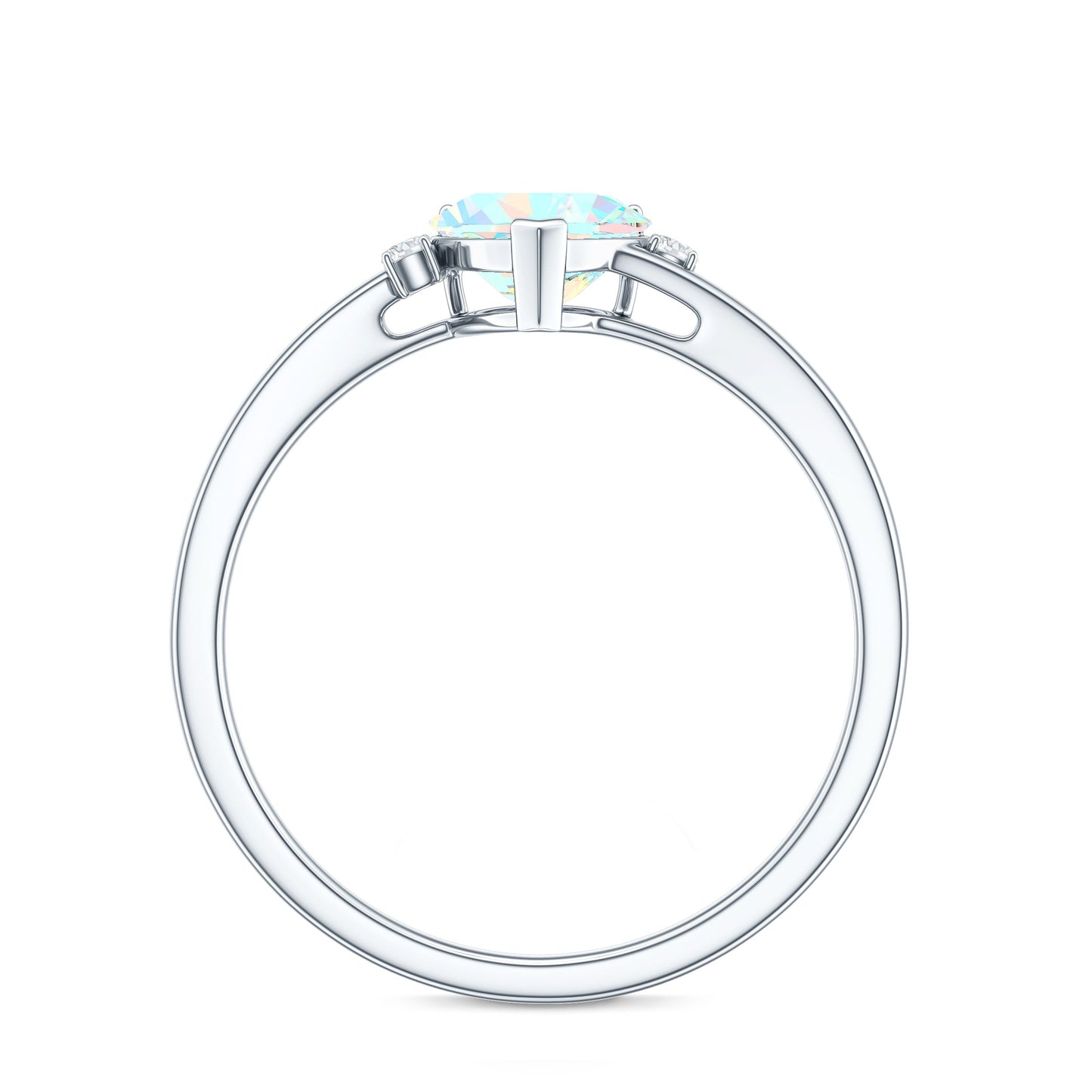 Genuine 6mm Ethiopian Opal Diamond Heart Shaped Promise Ring with Bypass Shank