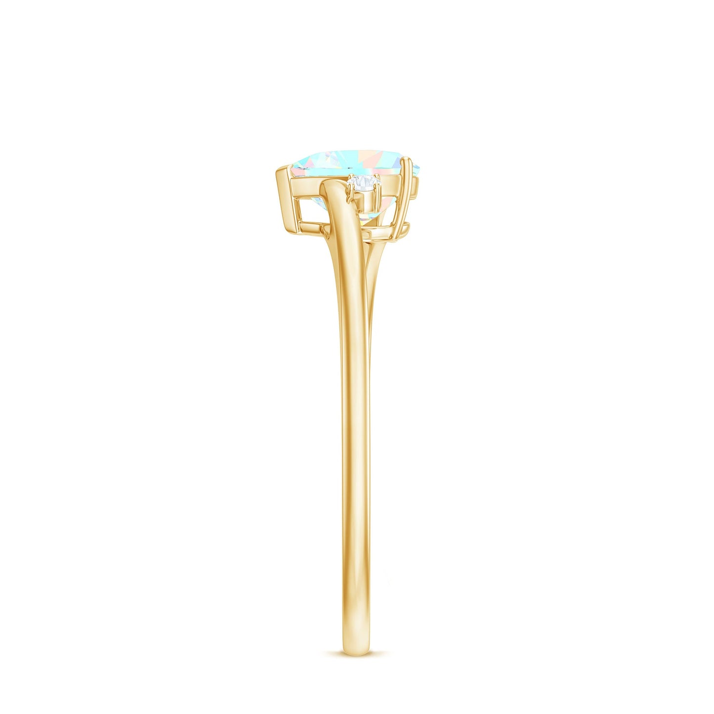 Genuine 6mm Ethiopian Opal Diamond Heart Shaped Promise Ring with Bypass Shank