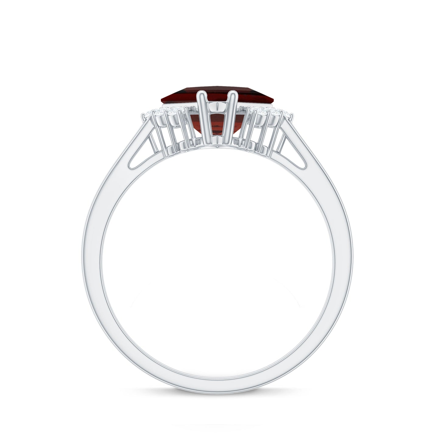 Certified Natural Garnet Princess Cut Engagement Ring with Diamond