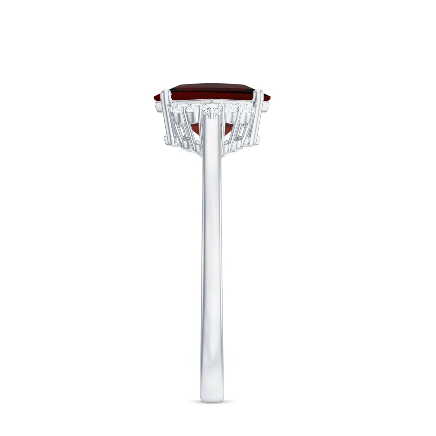Certified Natural Garnet Princess Cut Engagement Ring with Diamond