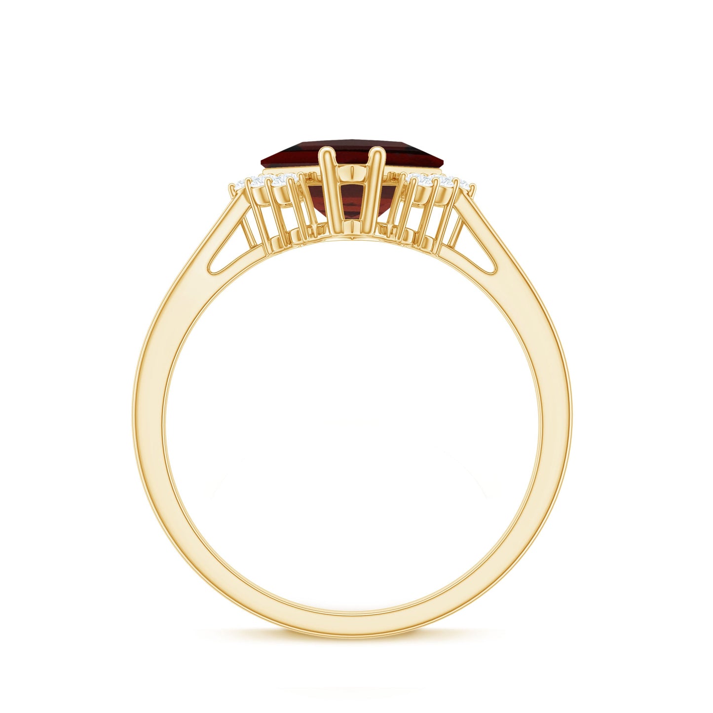 Certified Natural Garnet Princess Cut Engagement Ring with Diamond