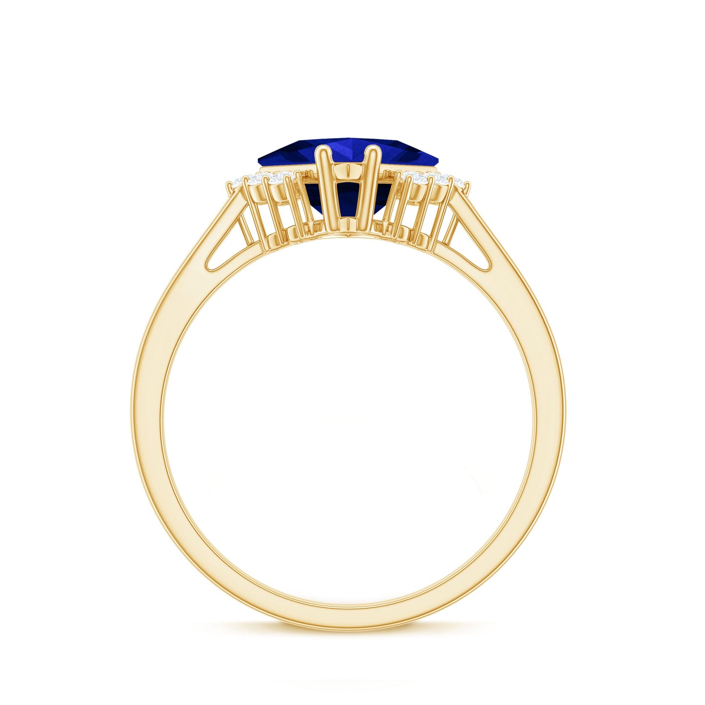 Certified 1.5 Carat Princess Cut Lab Grown Blue Sapphire Engagement Ring with Diamond