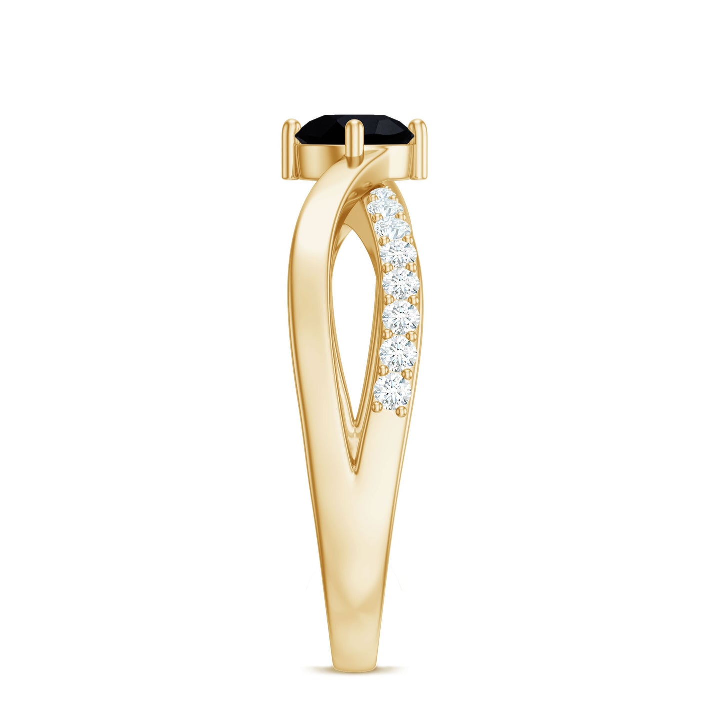5mm Round Black Onyx Solitaire Infinity Ring with Diamond