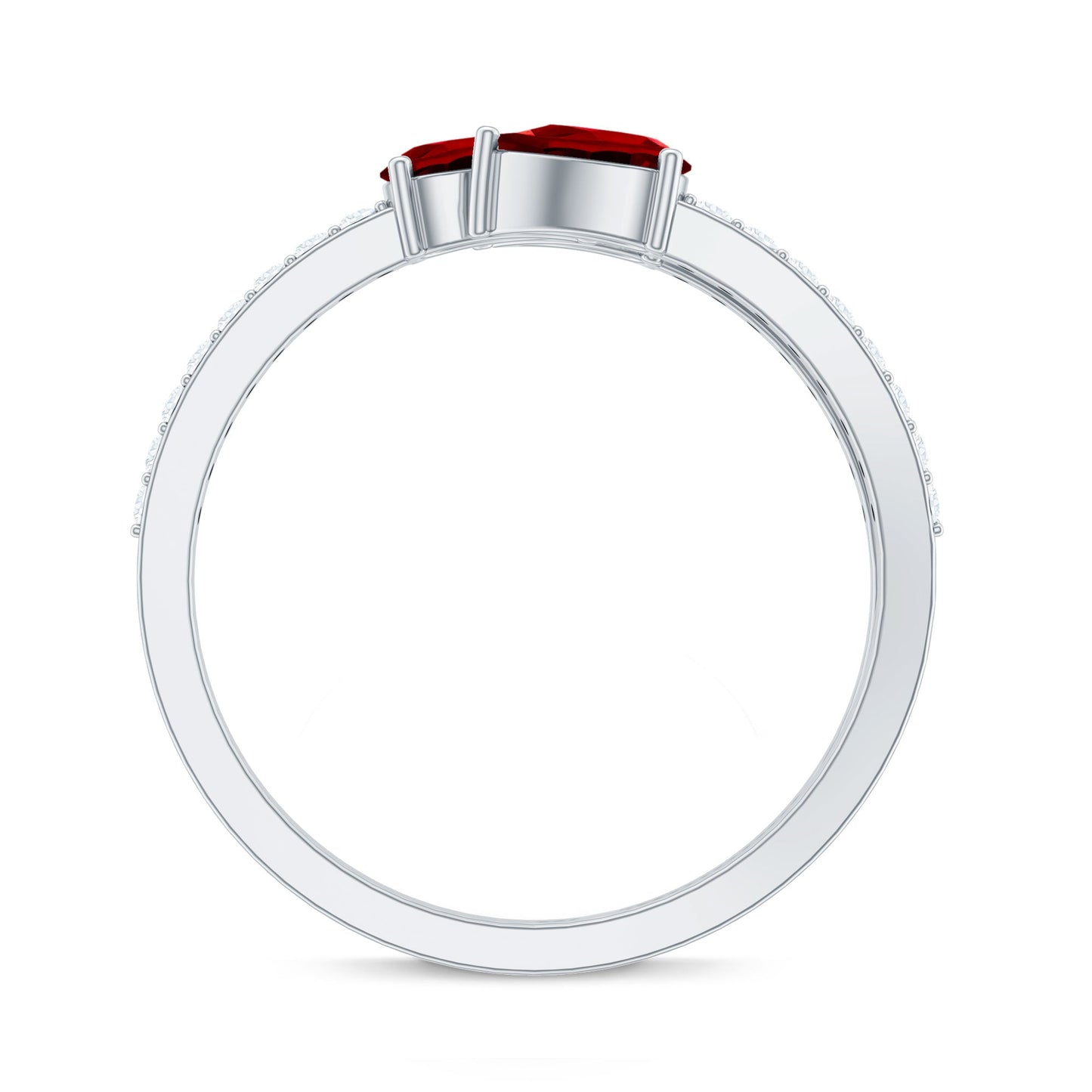 Pear Shaped Lab Grown Ruby 3 Stone Anniversary Ring