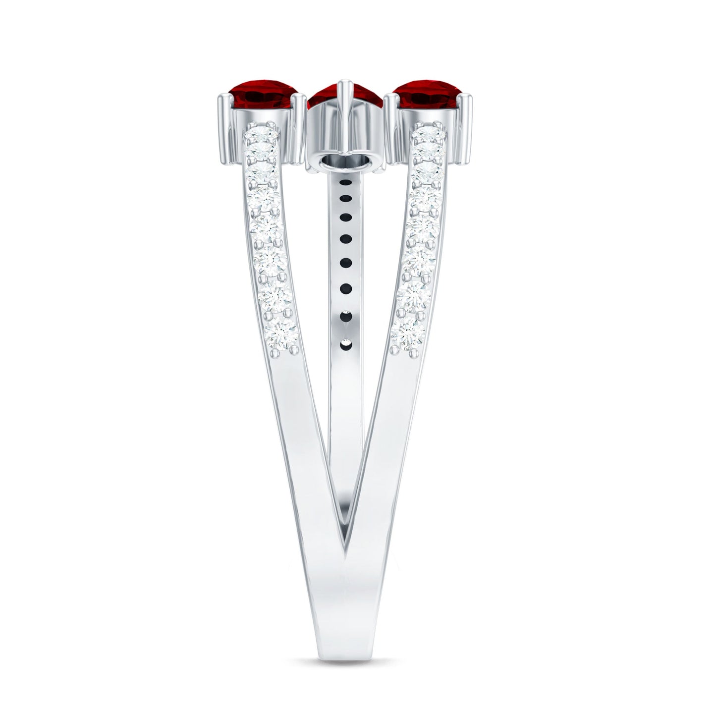 Pear Shaped Lab Grown Ruby 3 Stone Anniversary Ring
