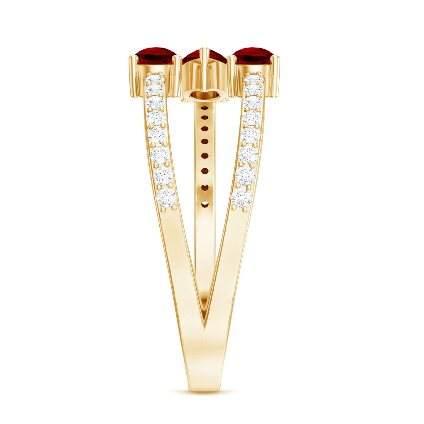 Pear Shaped Lab Grown Ruby 3 Stone Anniversary Ring