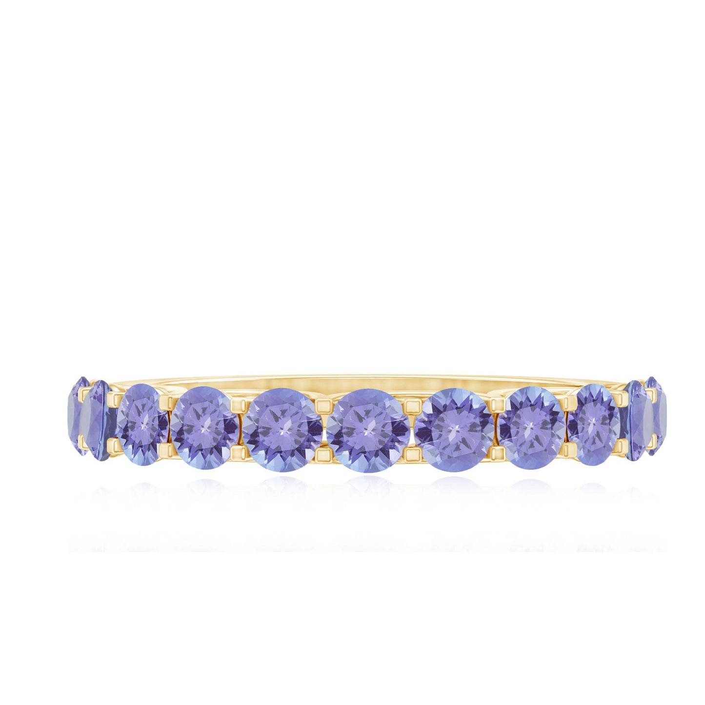 Trellis Set Round Tanzanite Half Eternity Band Ring