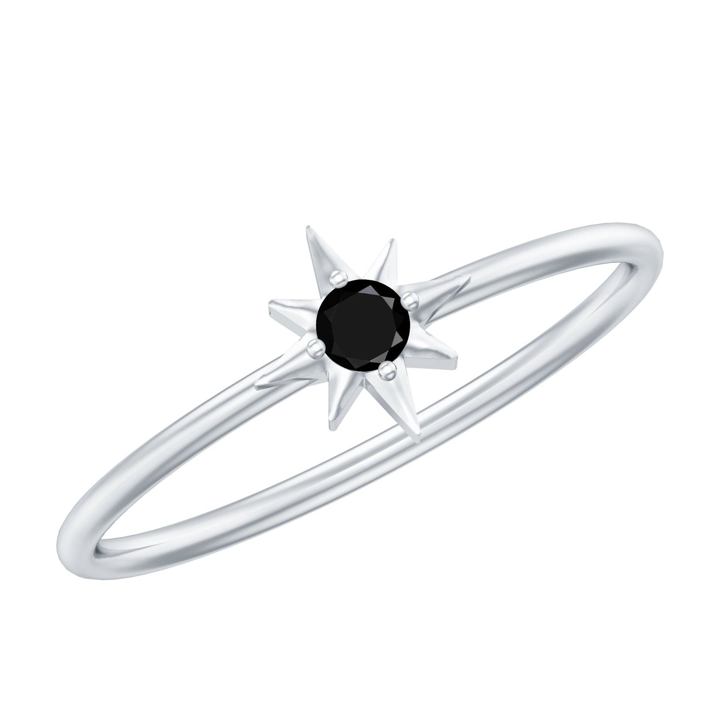 Round Black Spinel Sunburst Promise Ring