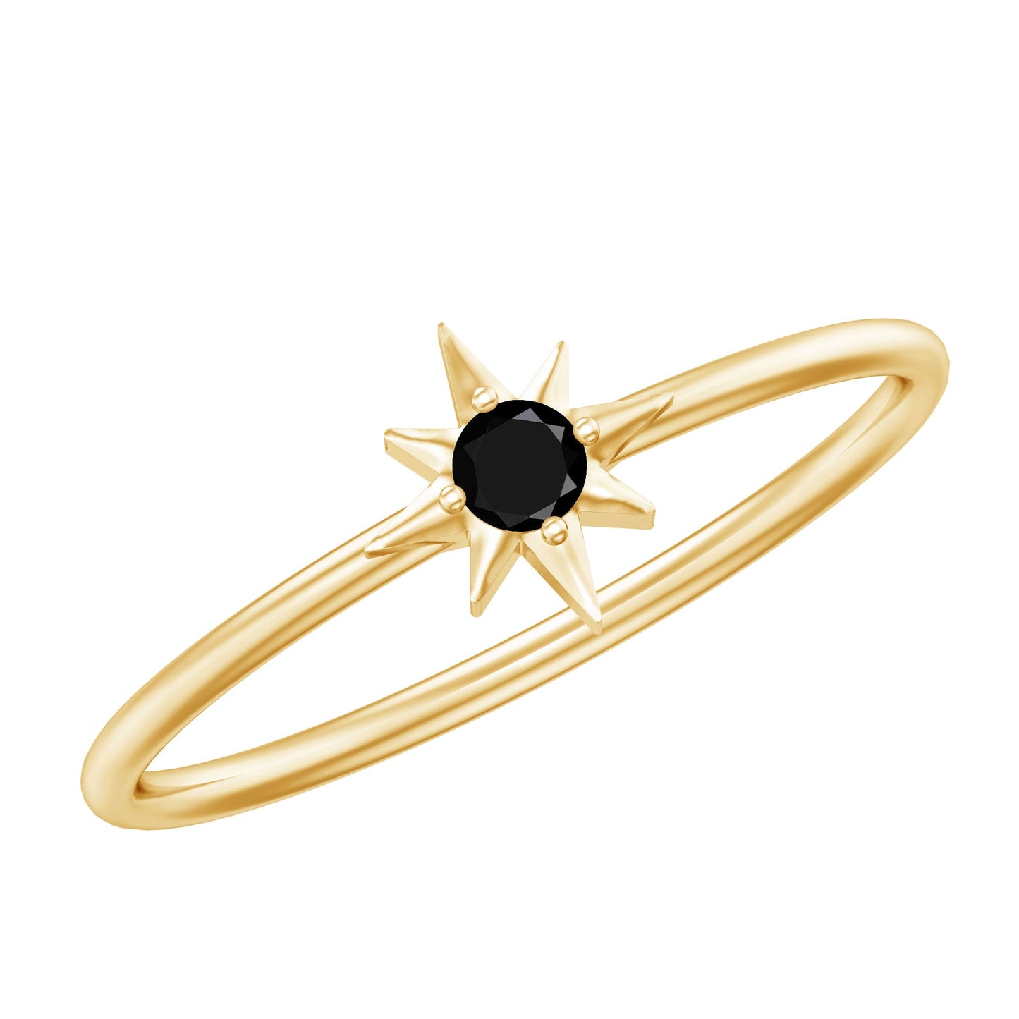 Round Black Spinel Sunburst Promise Ring