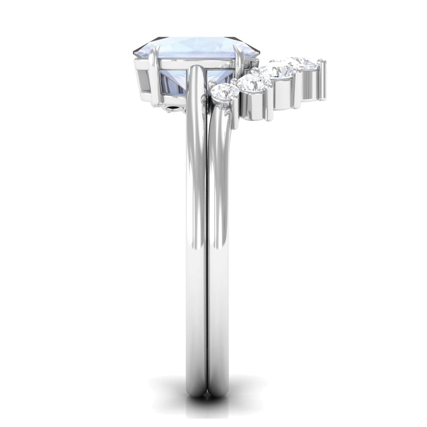 1.25 CT Moonstone and Diamond Engagement Enhancer Ring Set