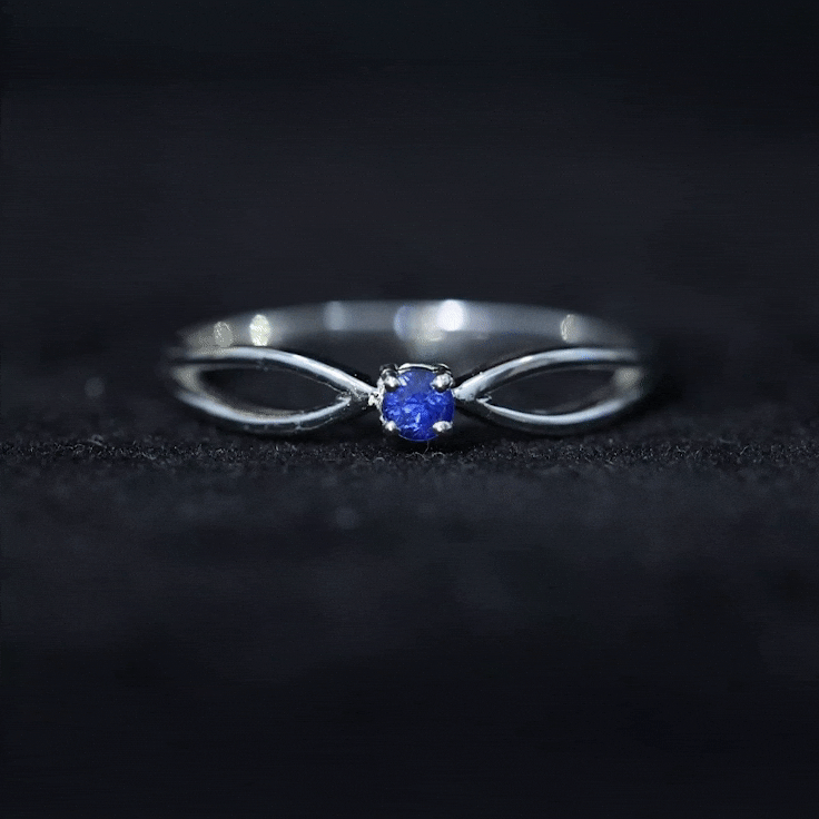 Real Blue Sapphire Minimal Promise Ring with Split Shank