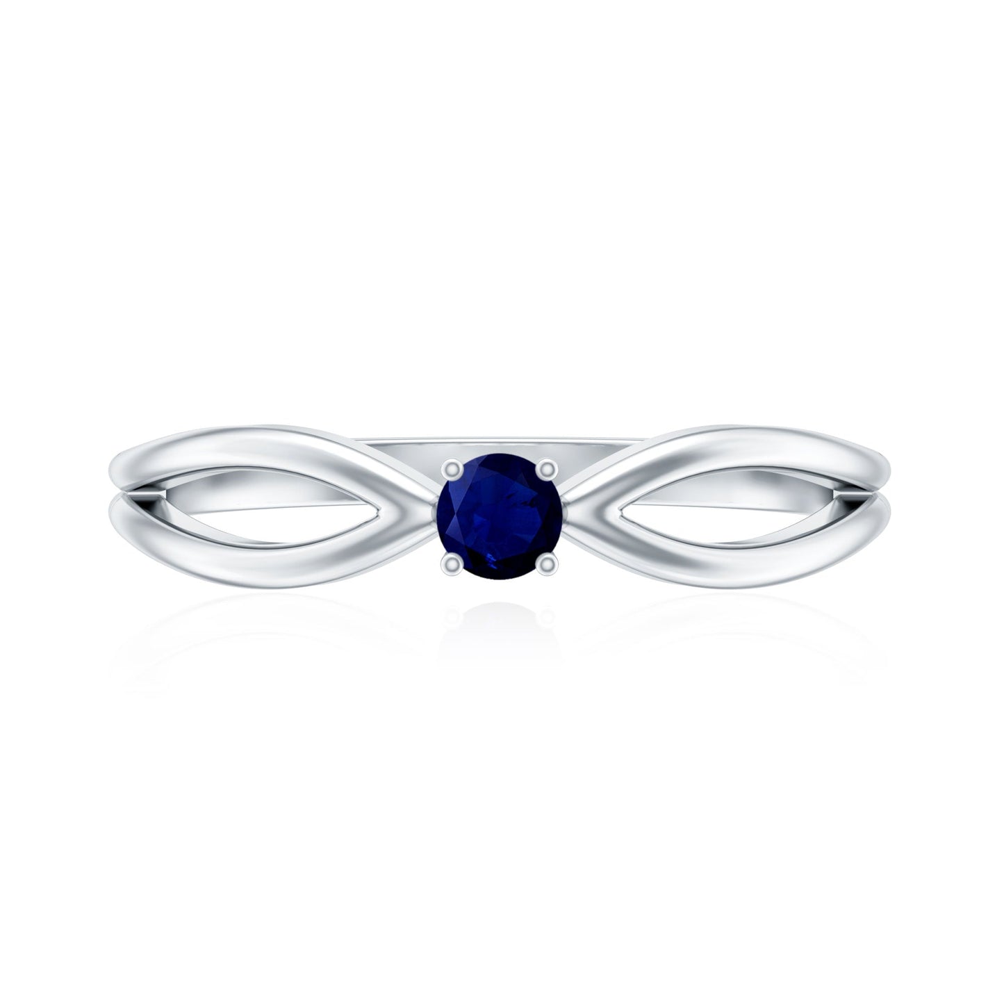 Real Blue Sapphire Minimal Promise Ring with Split Shank