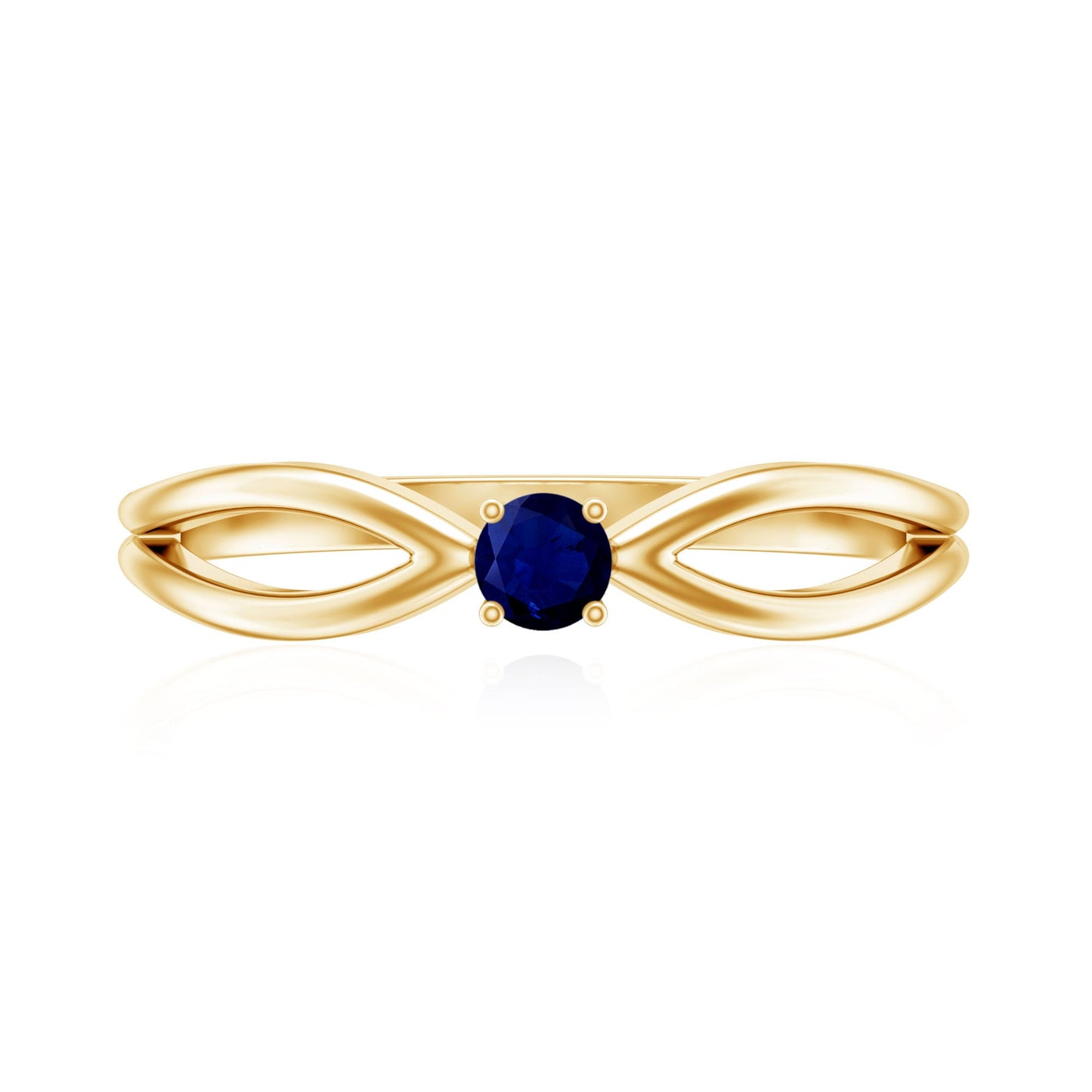 Real Blue Sapphire Minimal Promise Ring with Split Shank